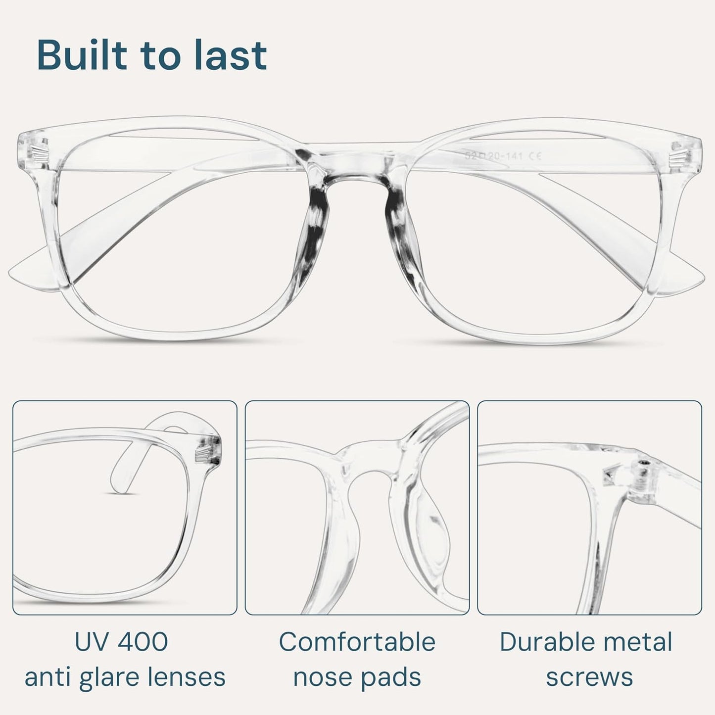 Blue Light Blocking Glasses - Fashion Square Fake Eyeglasses, Anti UV Ray Computer Gaming Glasses Blue Blockers for Women/Men