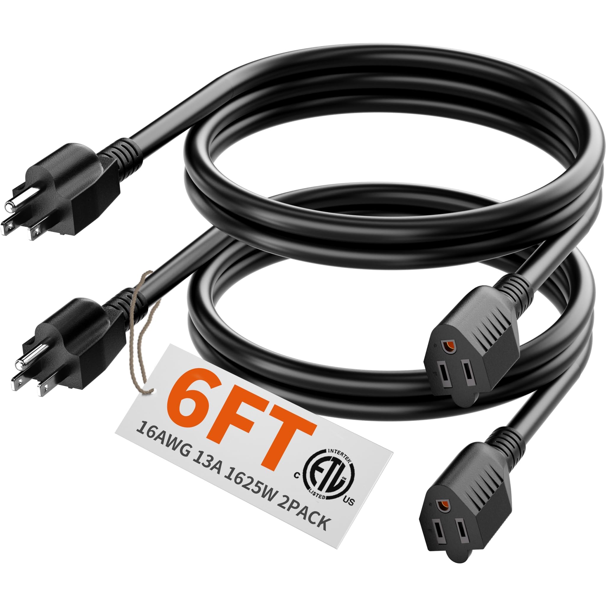 HUANCHAIN Indoor Outdoor Black Extension Cord 50 ft Waterproof, 16/3 Gauge Flexible Resistant Appliance Extension Cord Outside, 13A 1625W 16AWG SJTW, 3 Prong Heavy Duty Electric Cable, ETL Listed