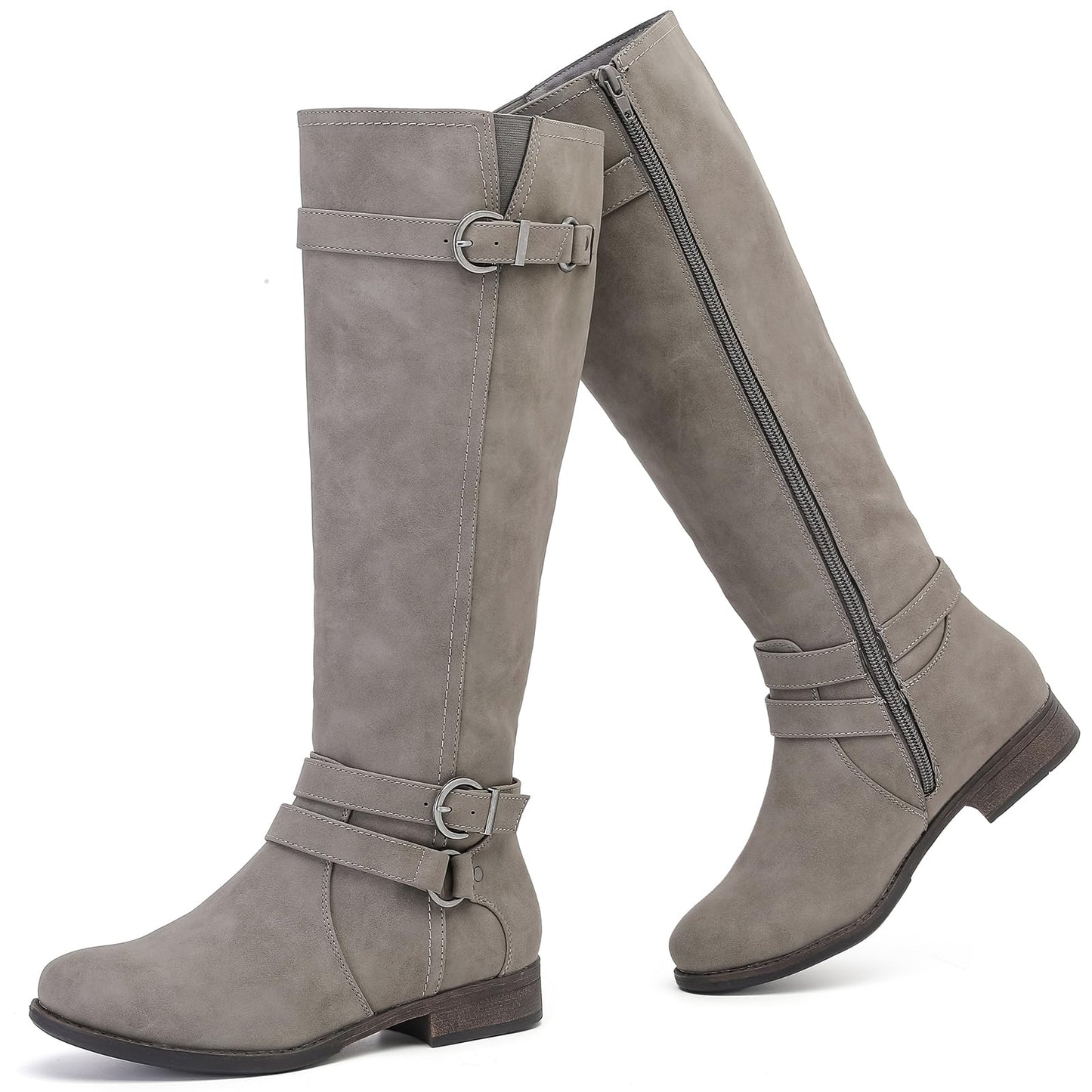 Women's Knee High Boots Classic Comfort Riding Combat Boot Round Toe Side Zipper Long Tall Fall Winter Boots for Women.