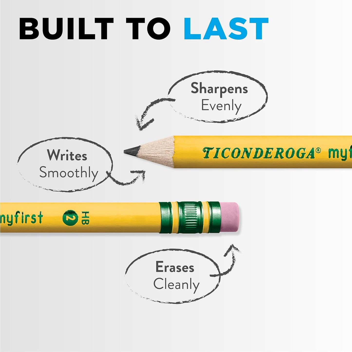 Ticonderoga® Beginners' Elementary Pencils, With Eraser, #2 Lead, Yellow Barrel, Pack Of 12