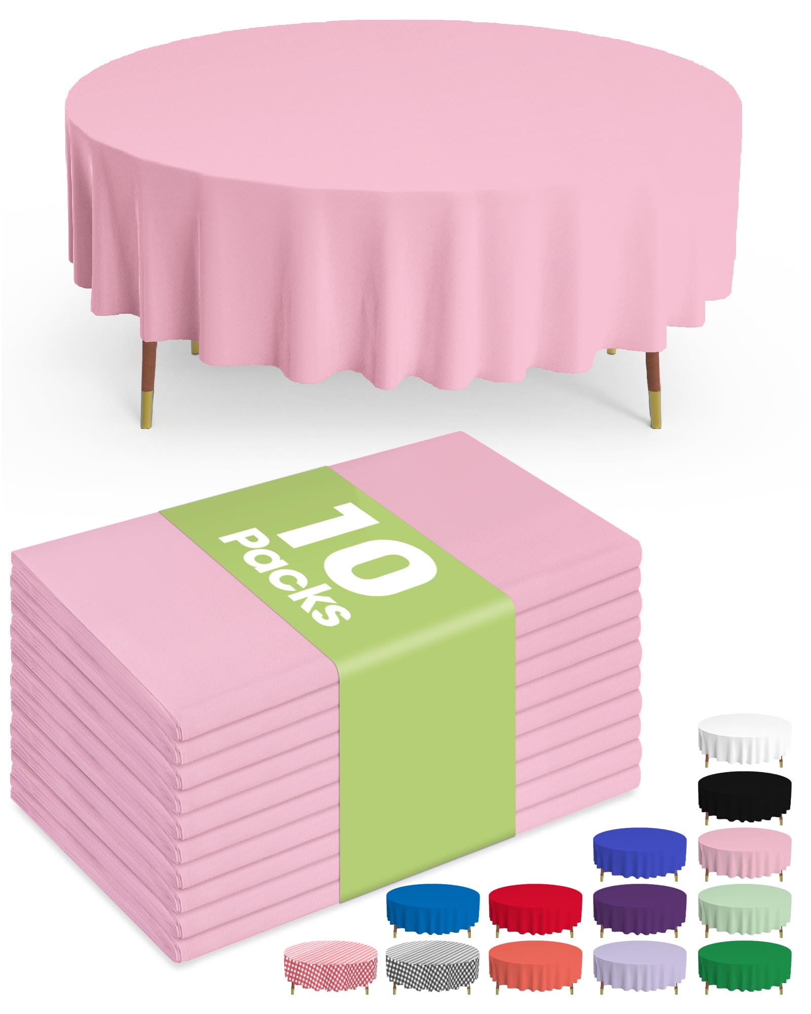 Pureegg Plastic Table Cloth Disposable 10 Pack, 54 x 108 Inch Table Cloths, Party, Picnic, Wedding, Decorative Tablecloths, Rectangle, White Plastic Cover, Leakproof & Sturdy, White