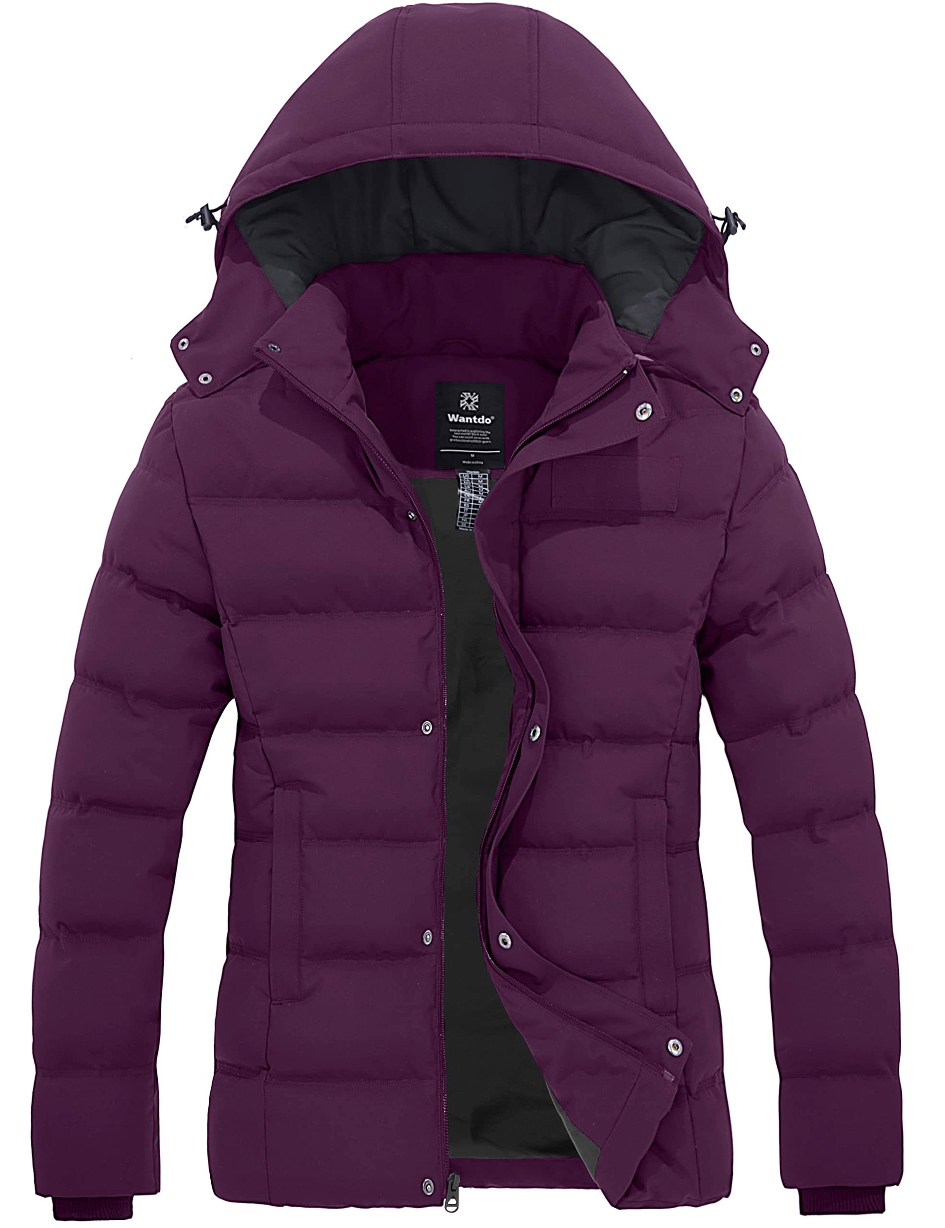 Wantdo Women's Hooded Warm Winter Coat Quilted Thicken Puffer Jacket with Removable Hood