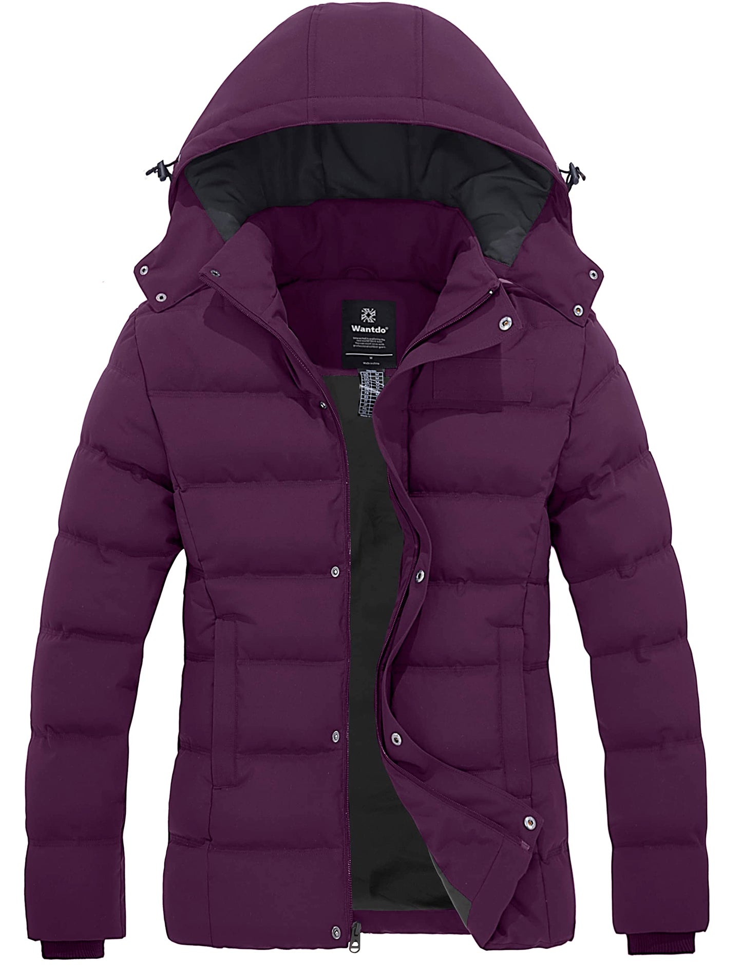 Wantdo Women's Hooded Warm Winter Coat Quilted Thicken Puffer Jacket with Removable Hood