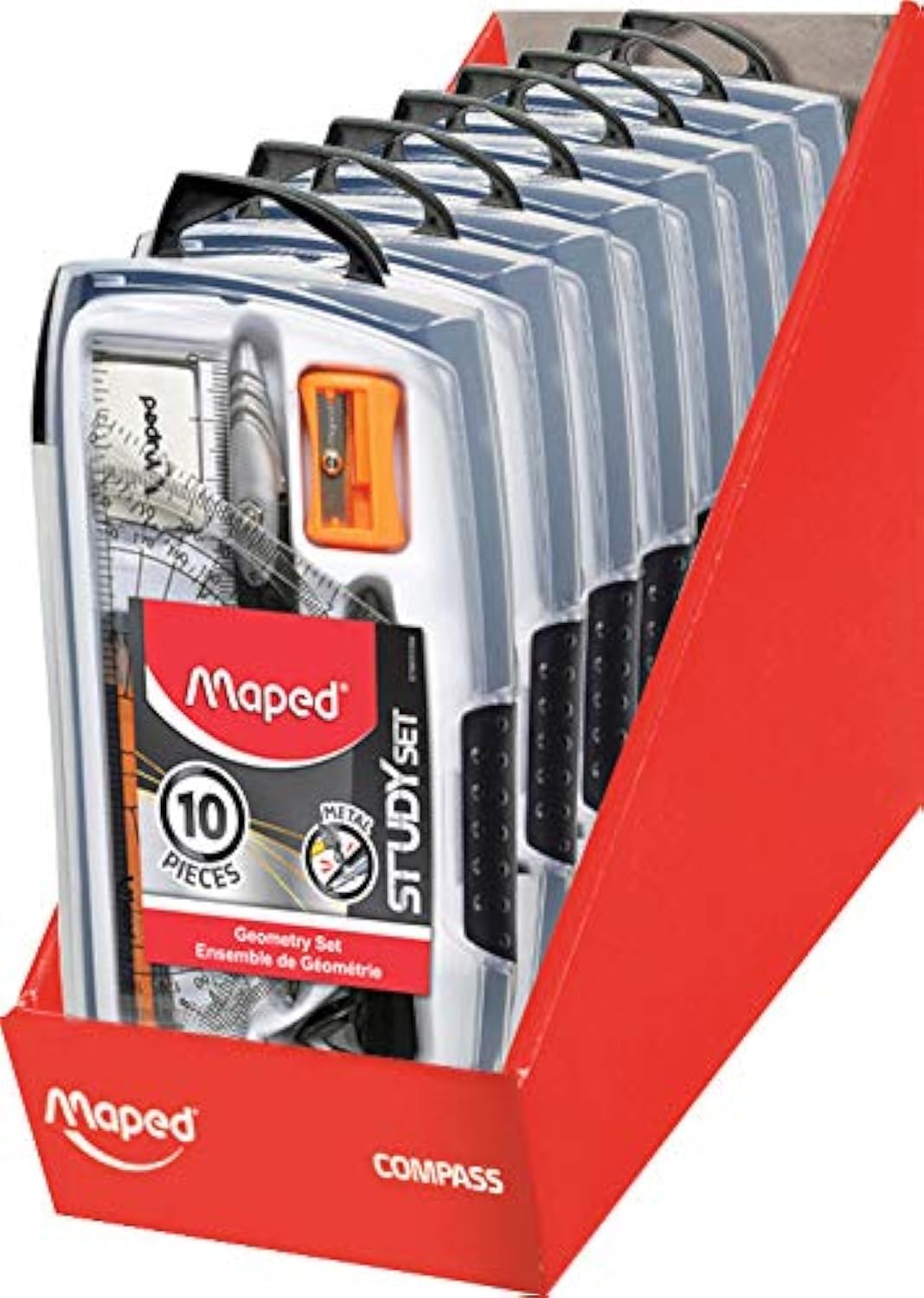Maped Study Geometry 10 Piece Set - Advanced Student Kit - Precision Tools - Durable & Ergonomic Design - Enhances Creativity - Quality Materials