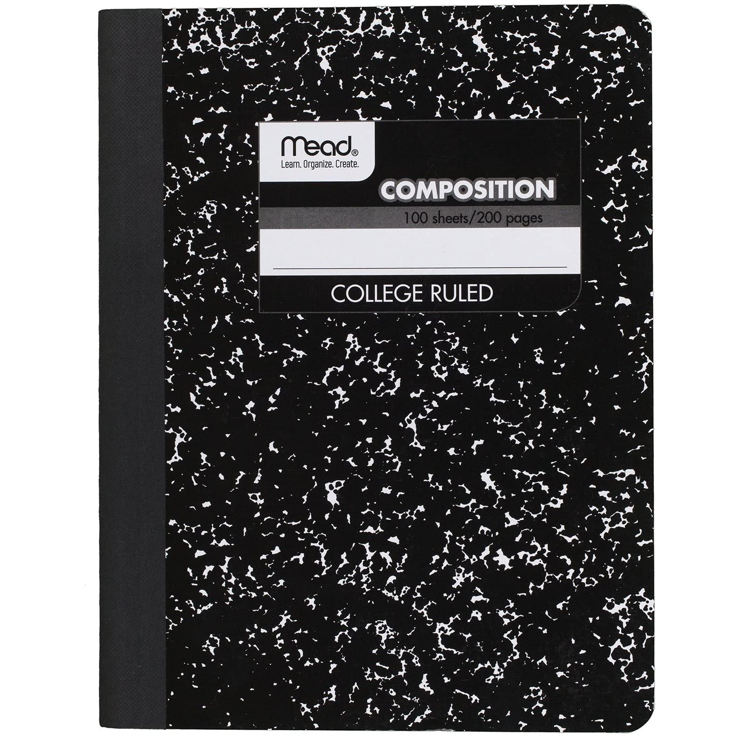 Mead Composition Notebook, 12 Pack, College Ruled Paper, 7-1/2" x 9-3/4", 100 Sheets per Comp Book, Black Marble (72938)