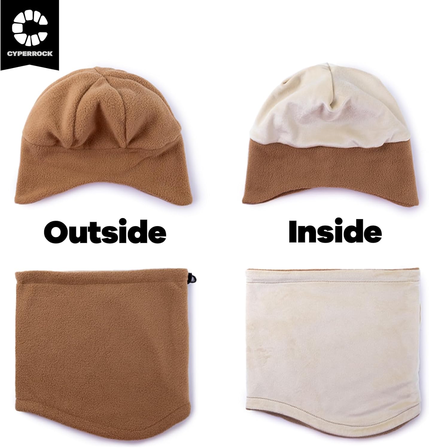 Winter Beanie Hat Scarf Set with Ear Flaps for Men Women Knit Fleece Lined Skull Cap Windproof Neck Warmer Gaiter