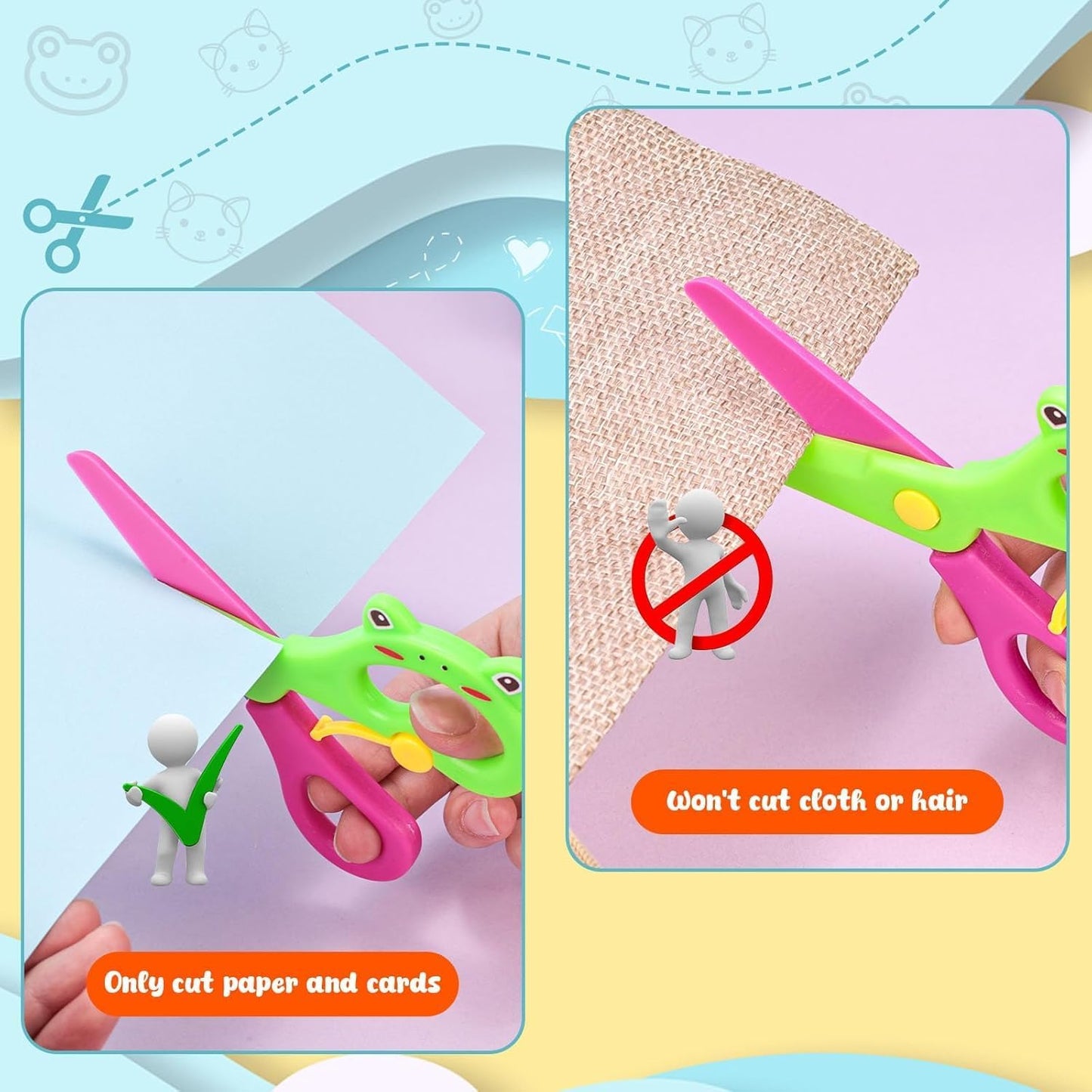 LOVESTOWN Kids Safety Scissors, 4PCS Blunt Tip Adaptive Cute Training Scissor for Kids & Children, Playdough Tools Cutting Skills Preschool Training Activity, Scrapbooking, Creative Art Supplies