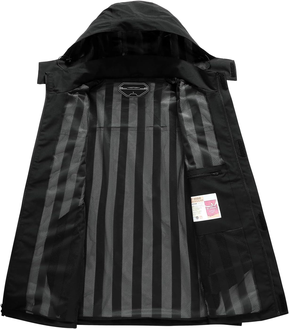 OTU Men's Lightweight Waterproof Hooded Rain Jacket Outdoor Raincoat Shell Jacket for Hiking Travel