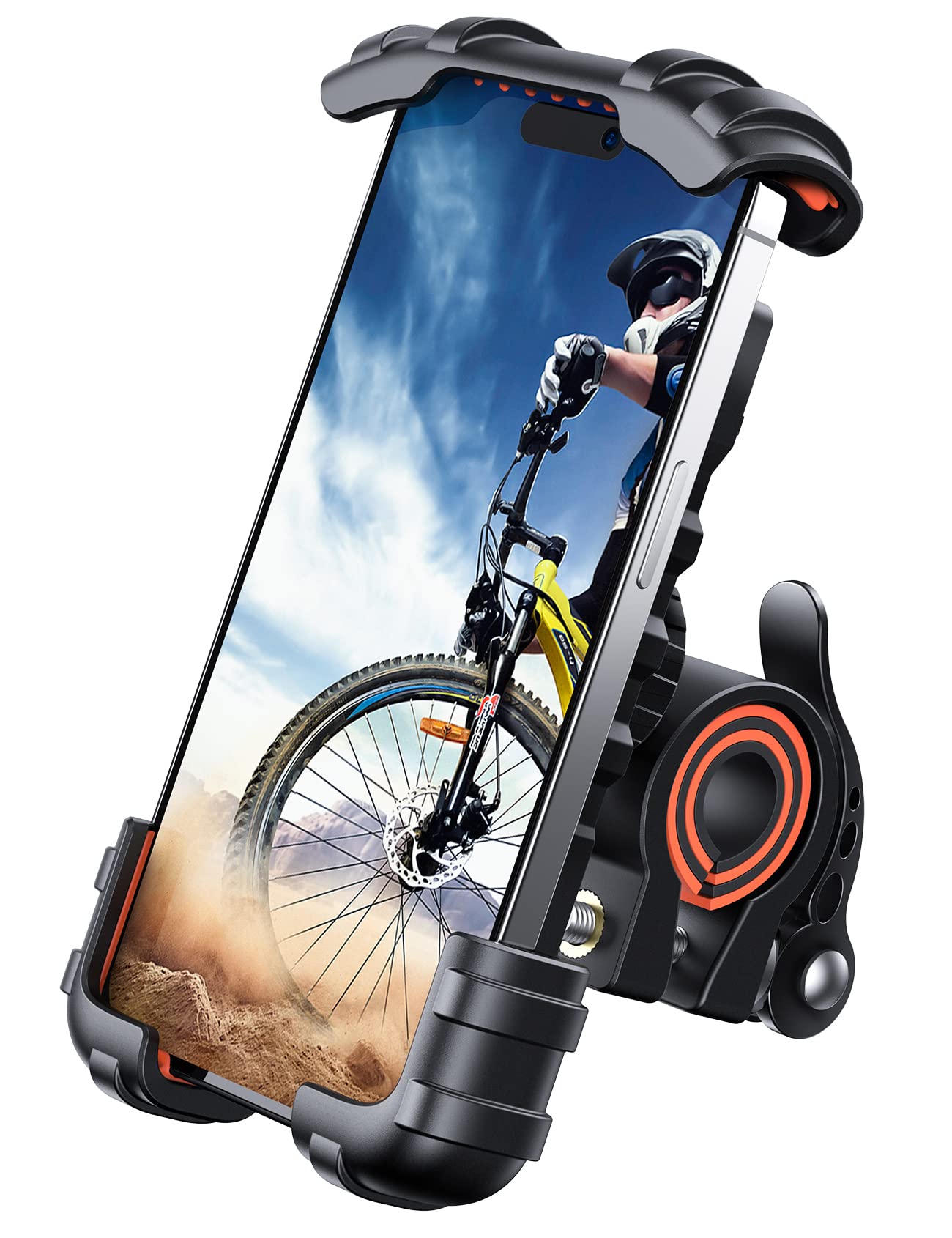Lamicall Bike Phone Holder, Motorcycle Mount - Motorcycle Phone Holder, Handlebar Cell Phone Clamp, Scooter Phone Clip for iPhone 16 Pro Max/Plus, 15 Pro Max, S10, S20, More 4.7" to 6.8" Smartphones