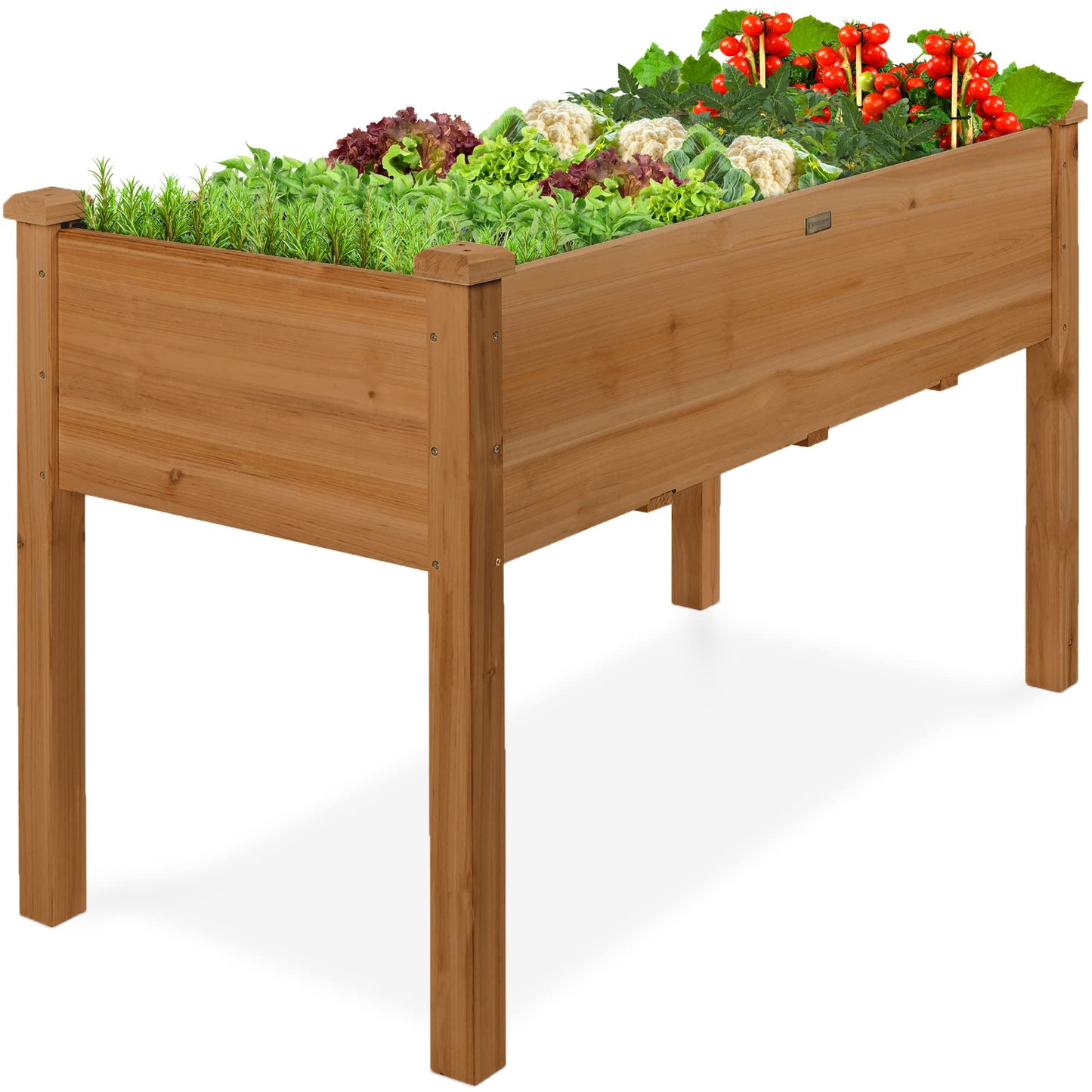 Best Choice Products 72x24x30in Raised Garden Bed, Elevated Wood Planter Box Stand for Backyard, Patio, Balcony w/Divider Panel, 6 Legs, 300lb Capacity - Acorn Brown