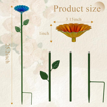 4 Pack Bee Watering Station, Bee Cups for Garden Metal Bee Water Feeder with Flower Design, Colorful Butterfly Bath Bowl Bee Cups for Outdoor Garden Yard Decor (Red,Green,Blue,Yellow)