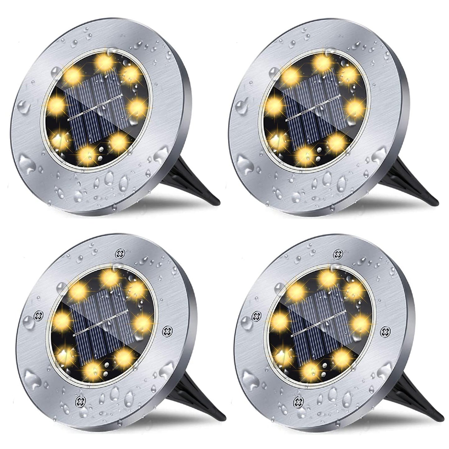 Solar Ground Lights, Waterproof Solar Garden Lights, Upgraded Outdoor Garden Waterproof Bright in-Ground Lights, Landscape Lights for Pathway,Yard,Deck,Lawn,Patio,Walkway (12 Pack Warm Light