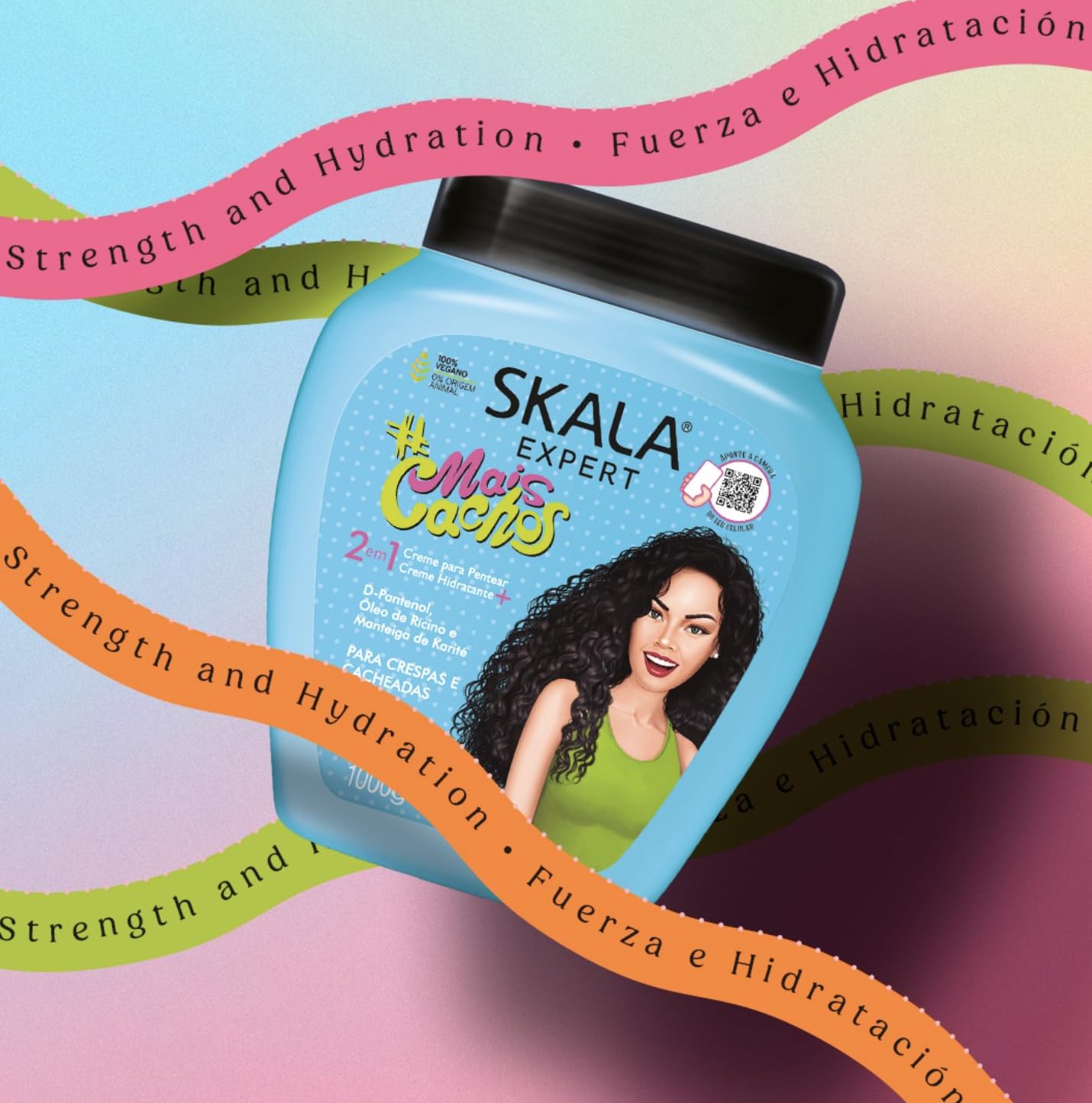 SKALA Mais Cachos for hair type 3ABC - 2 IN 1 Conditioning Treatment Cream & Cream To Comb 35.2oz, BLUE