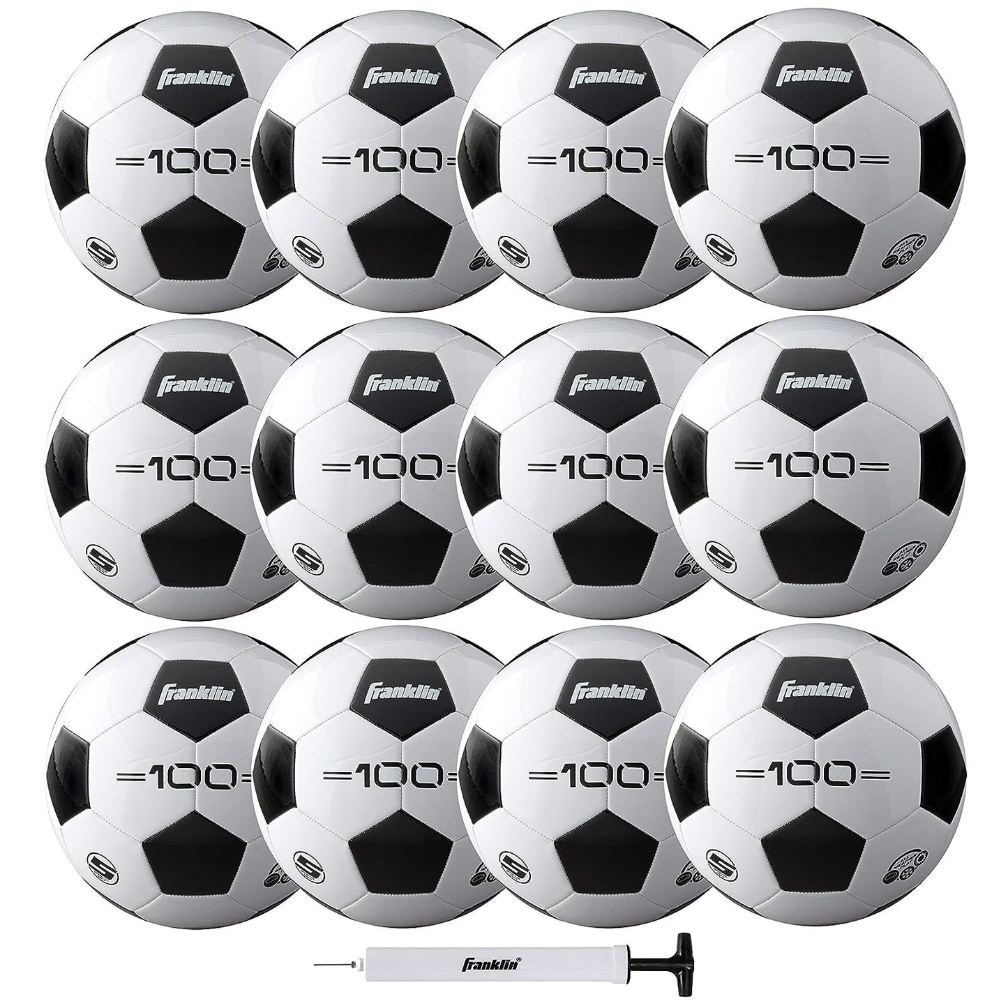Franklin Sports Soccer Balls - Youth & Adult - Sizes 3, 4 & 5 - Single & Bulk Packs - Black & White