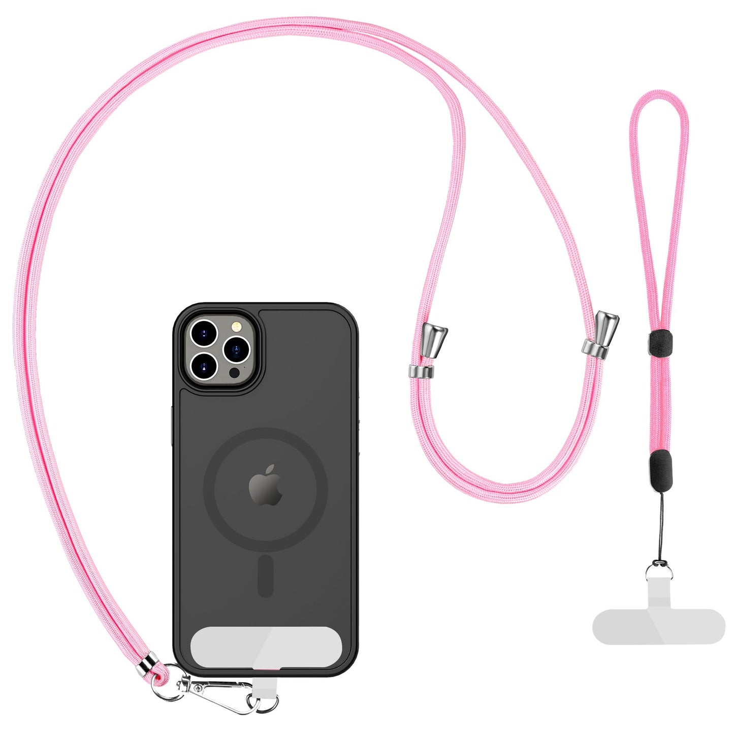 CACOE Cell Phone Lanyard 2 Pcs-1 Pcs Adjustable Neck Strap,1 Pcs Wrist Strap,2 Pcs Pads,Universal Crossbody,Multifuctional Compatible with Most Smartphones(Black)