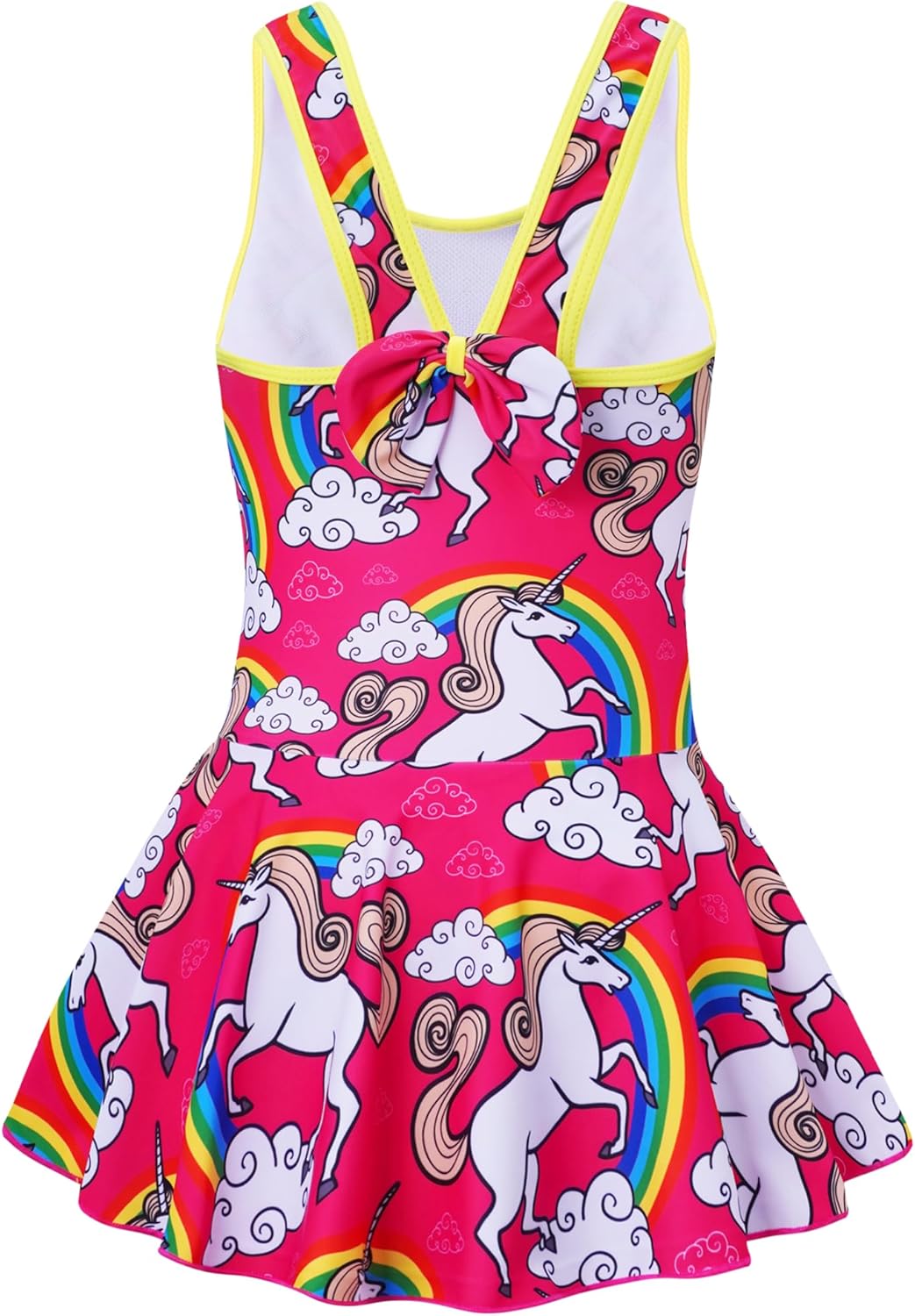 Akokvlar Girl One Piece Swimsuit with Skirt Bathing Suit Swimwear 3-16Y