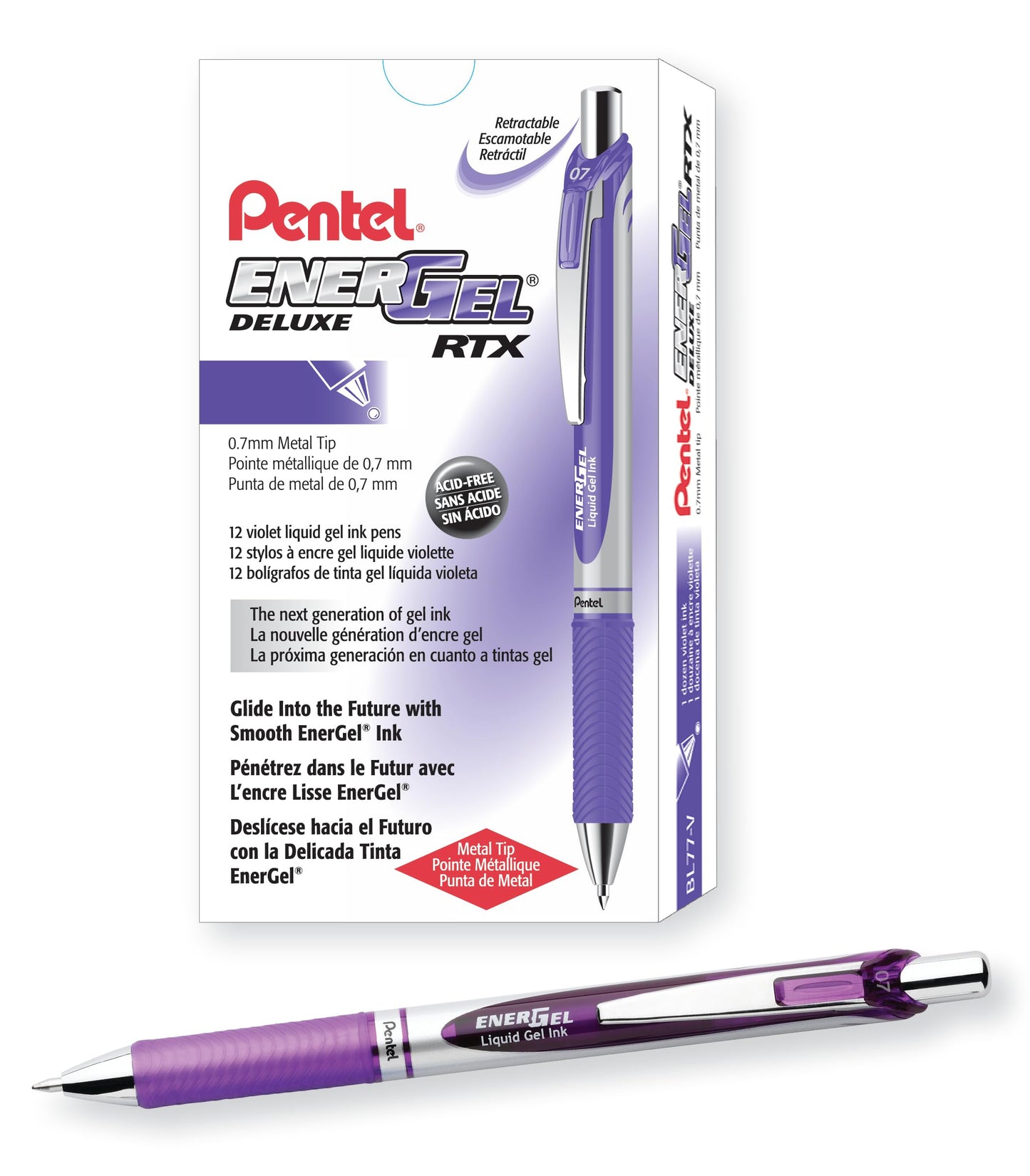 Pentel EnerGel Retractable Liquid Gel Pens, Medium Point, 0.7 mm, Silver Barrel, 12 Black Ink pens, the Ultimate writing pens, the Best Writing Pens for office, school and journaling, Pack of 12