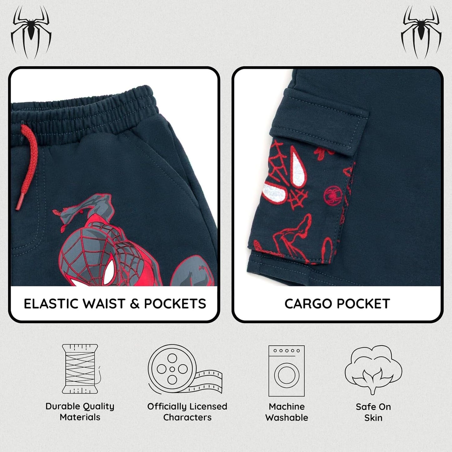Marvel Spider-Man French Terry Pullover Hoodie and Shorts Toddler to Big Kid Sizes (2T - 18-20)