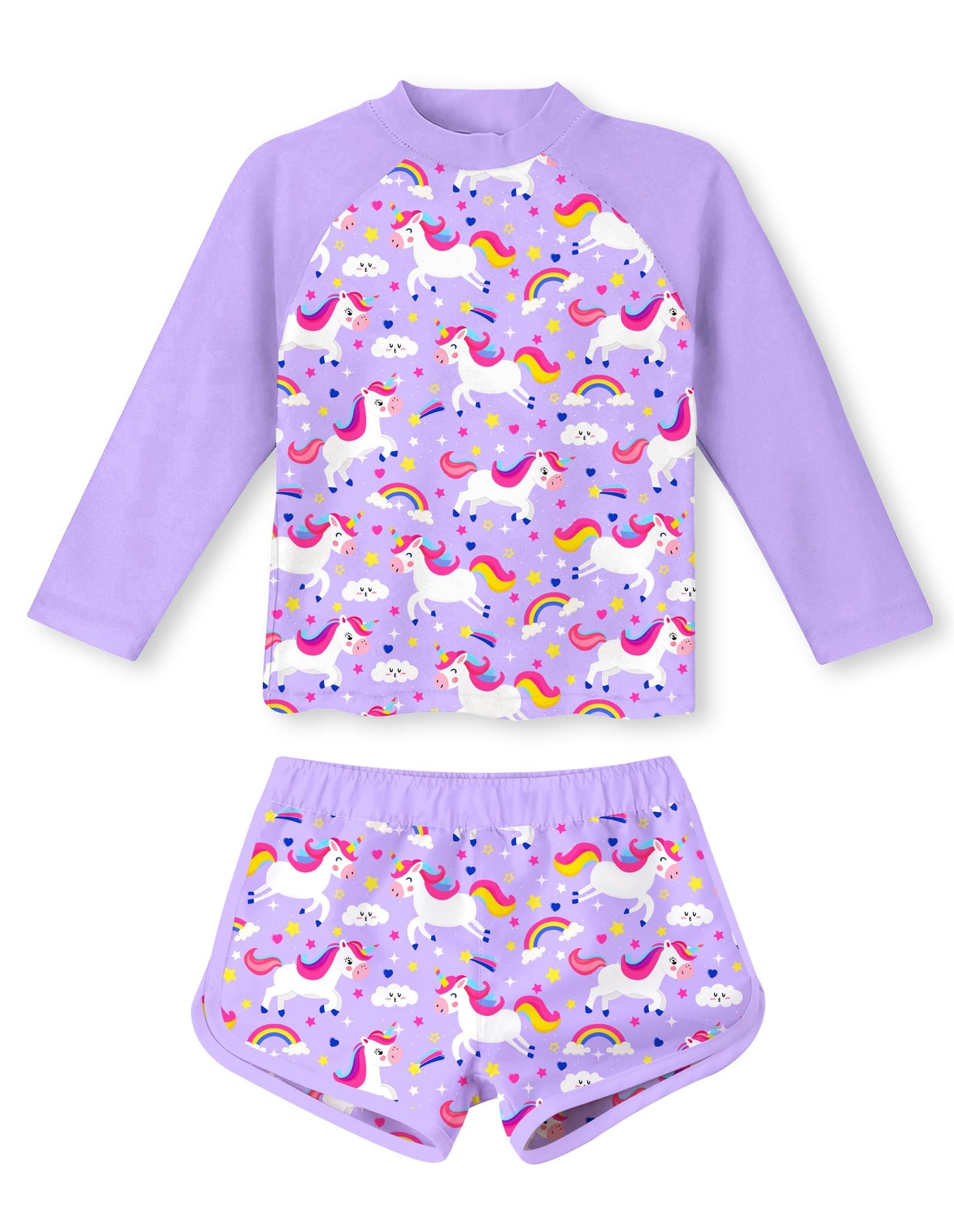 Vogseek Girls Rash Guard Two Pieces Swimsuit Long Sleeve Bathing Suit for 3-10 Years
