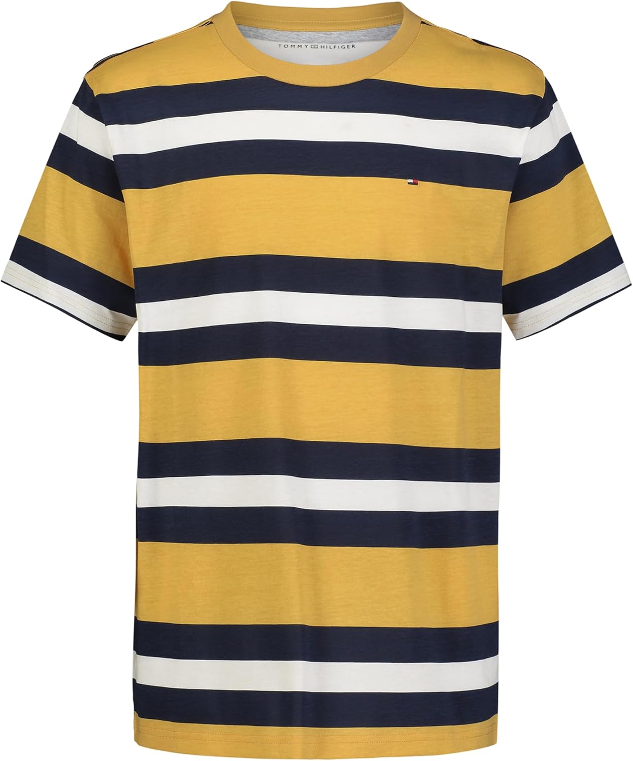 Tommy Hilfiger Boys' Short Sleeve Striped Crew Neck T-Shirt, Soft, Comfortable, Relaxed Fit