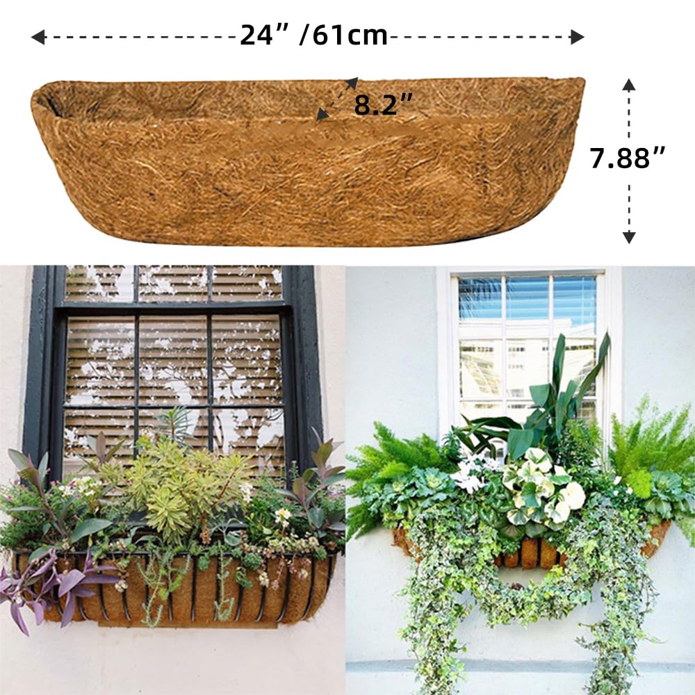 3Pcs 36“ Coco Liners for Planters, Pre-Formed Trough Coconut Fiber Liner Replacement for Window Box, Fence Flower Baskets, Garden Flower Pot (36 inch 3PCS)