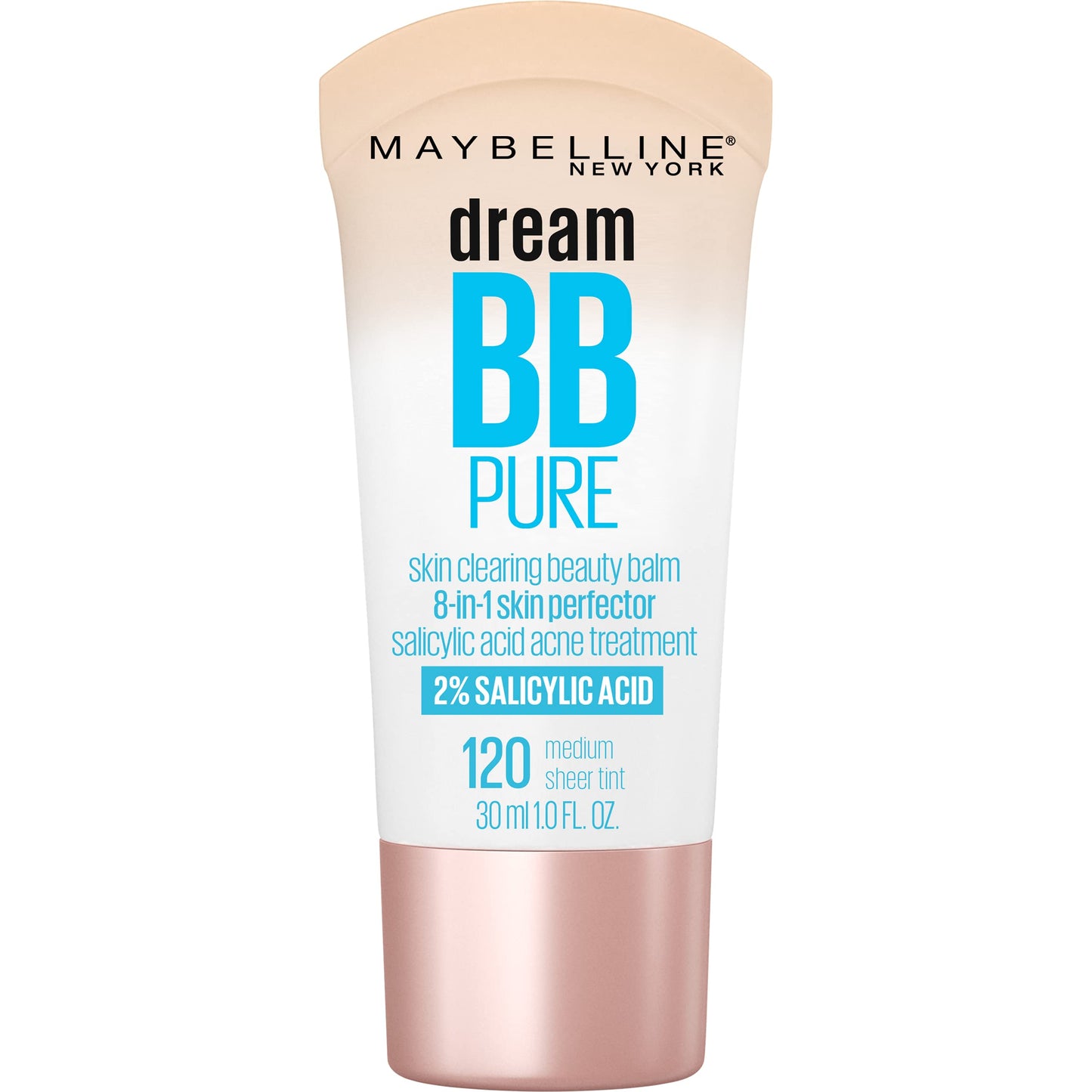 Maybelline Dream Pure Skin Clearing BB Cream, 8-in-1 Skin Perfecting Beauty Balm With 2% Salicylic Acid, Sheer Tint Coverage, Oil-Free, Light/Medium, 1 Count