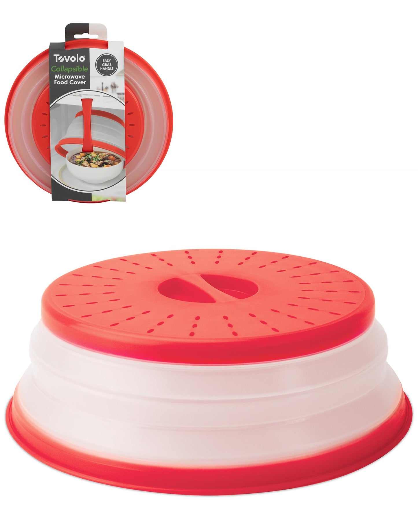 Tovolo Microwave Splatter Cover for Food, Medium (Charcoal) - Collapsible & Vented Silicone Splatter Guard Lid - Microwave Plate & Dish Cover with Handle - BPA-Free Kitchen Gadget for Meal Prep