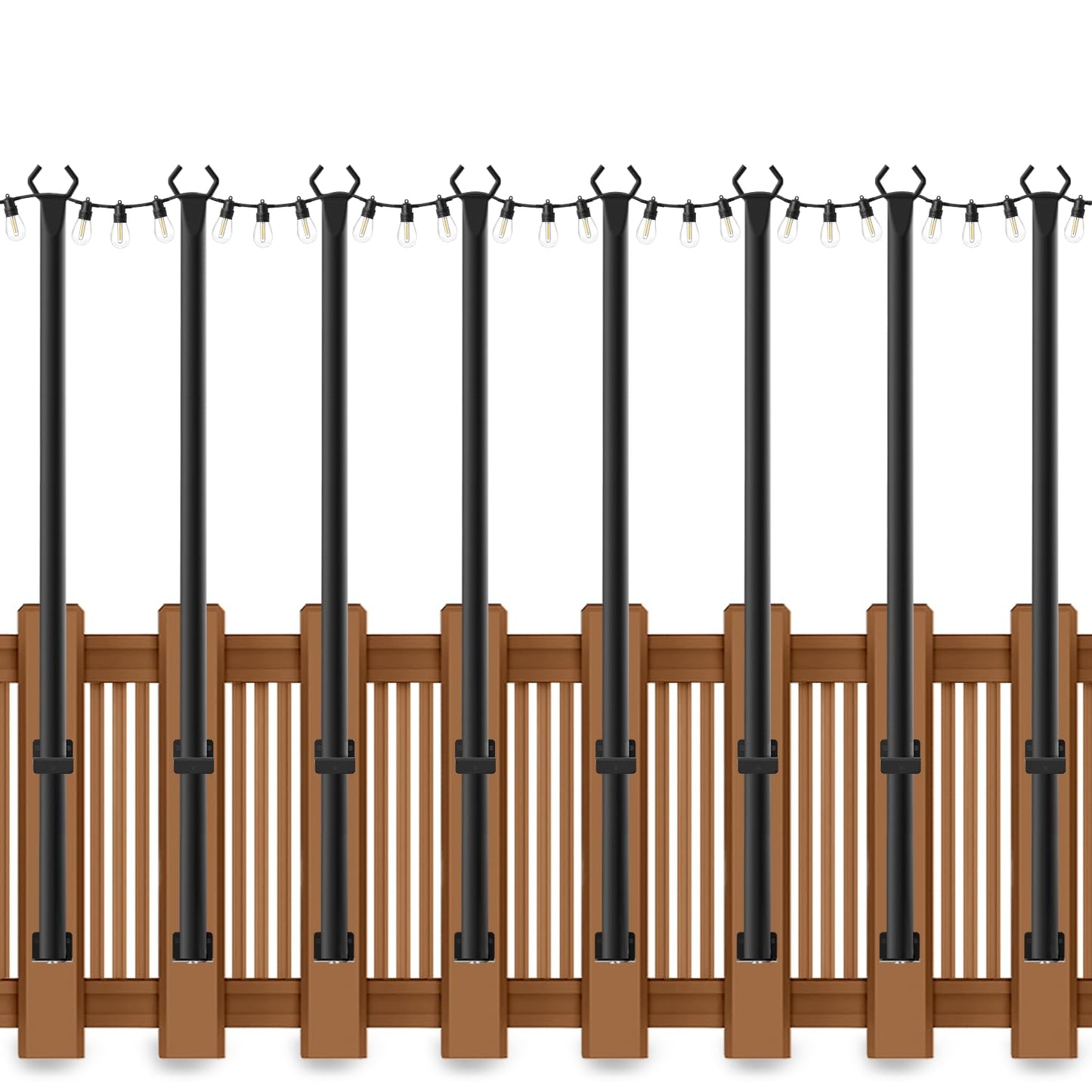 6 Pack String Light Poles, Outdoor String Light Pole 10 ft Forked Metal Light Pole with Adjustable Outdoor Light Stand, Deck, Backyard, Garden, Wedding, Rustproof and Sturdy with Hooks
