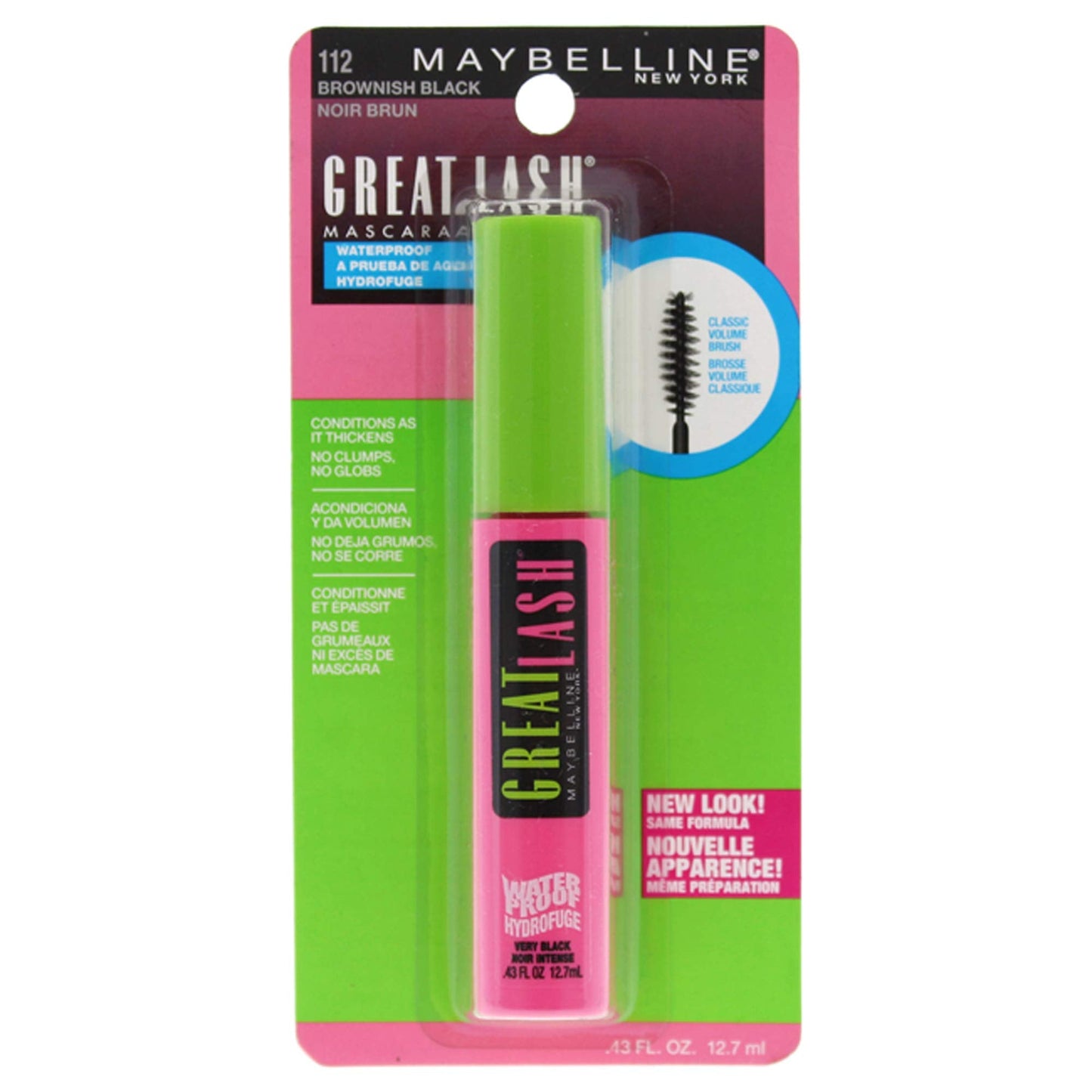 Maybelline Great Lash Washable Mascara Makeup, Volumizing Lash-Doubling Formula That Conditions As It Thickens, Blackest Black, 1 Count
