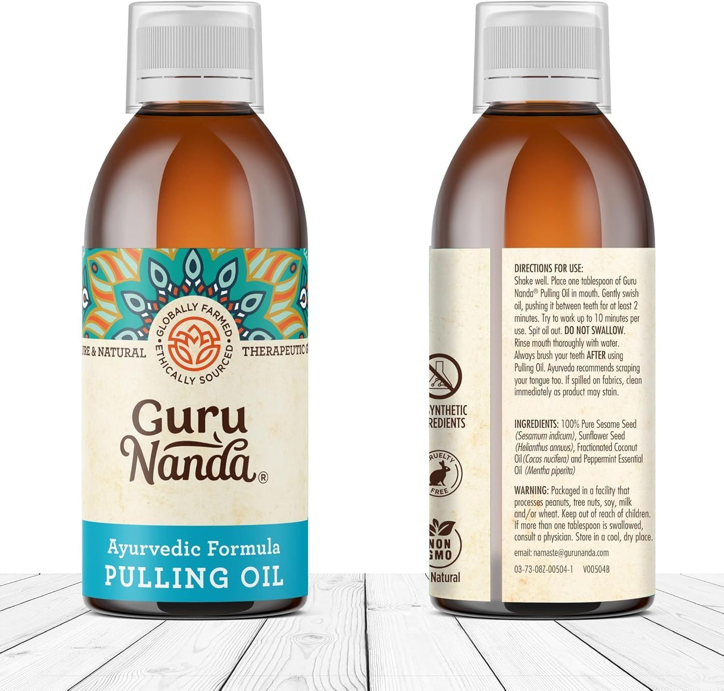 GuruNanda Original Oil Pulling Mouthwash, Promotes Deep Cleaning, with Coconut & Sesame for Teeth & Gum Health & Fresh Breath, Alcohol-Free, 8.45 Fl Oz
