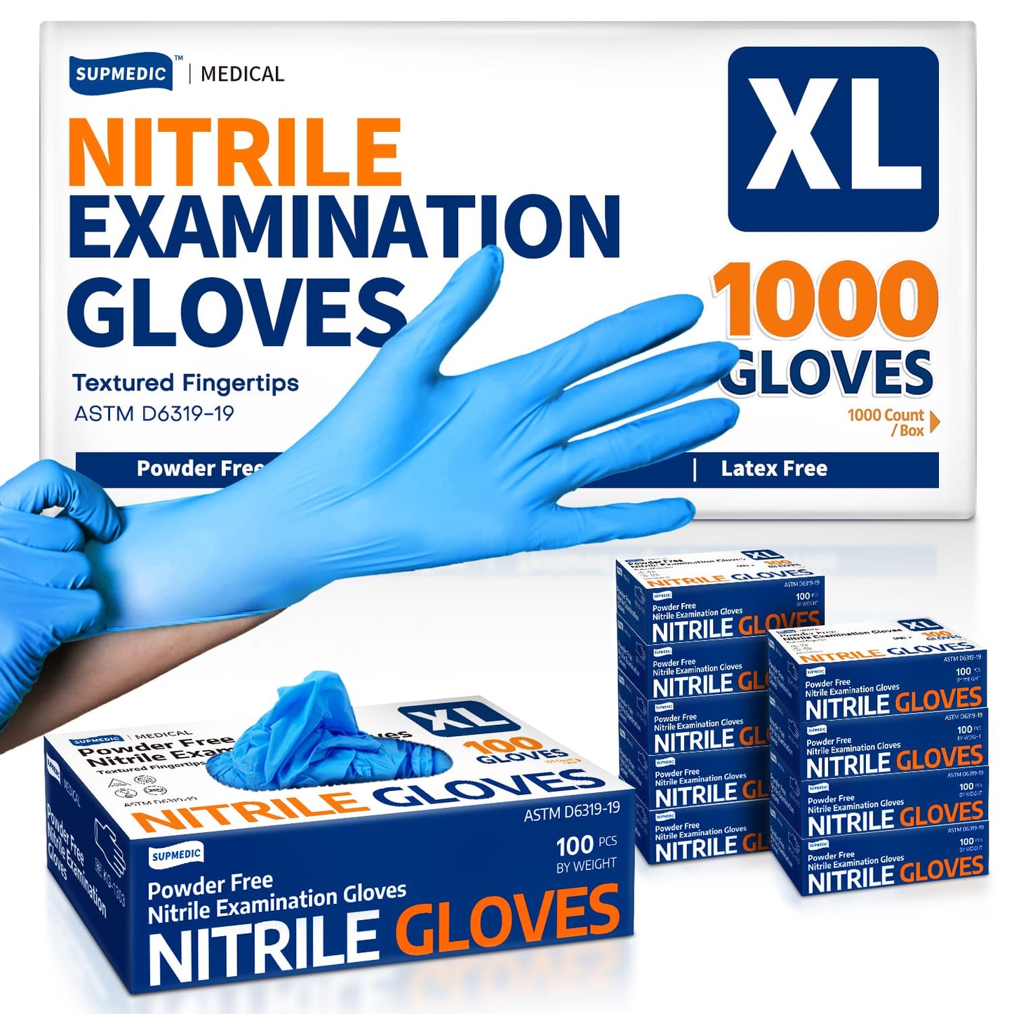 Medical Soft Max™ Nitrile Exam Gloves, 1000 Pcs Latex-Free Powder-Free Food Safe Clean Cooking Disposable Glove Blue