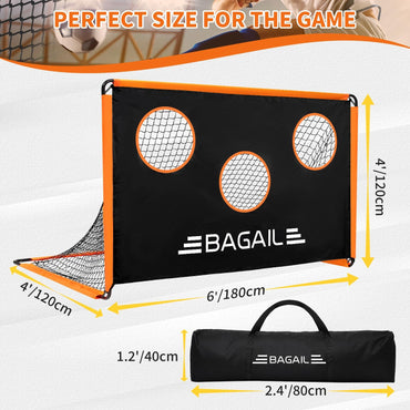 BAGAIL Soccer Goal, 2-in-1 Soccer Net with Targets, 6x4 FT Pop Up Soccer Trainer for Backyard with Detachable Target Cloth and Carry Bag, Indoor Outdoor Fun Soccer Game