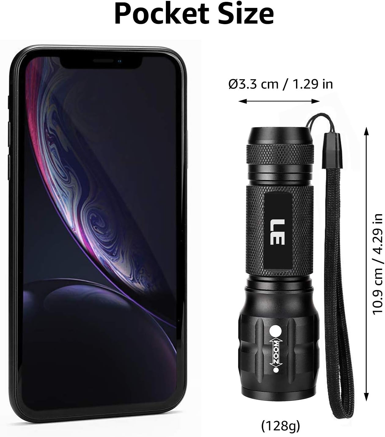 Lighting EVER LED Flashlights High Lumens, Small Flashlight, Waterproof, Adjustable Focus Flash Light for Outdoor, Emergency, AAA Batteries Included, Tactical & Camping Accessories