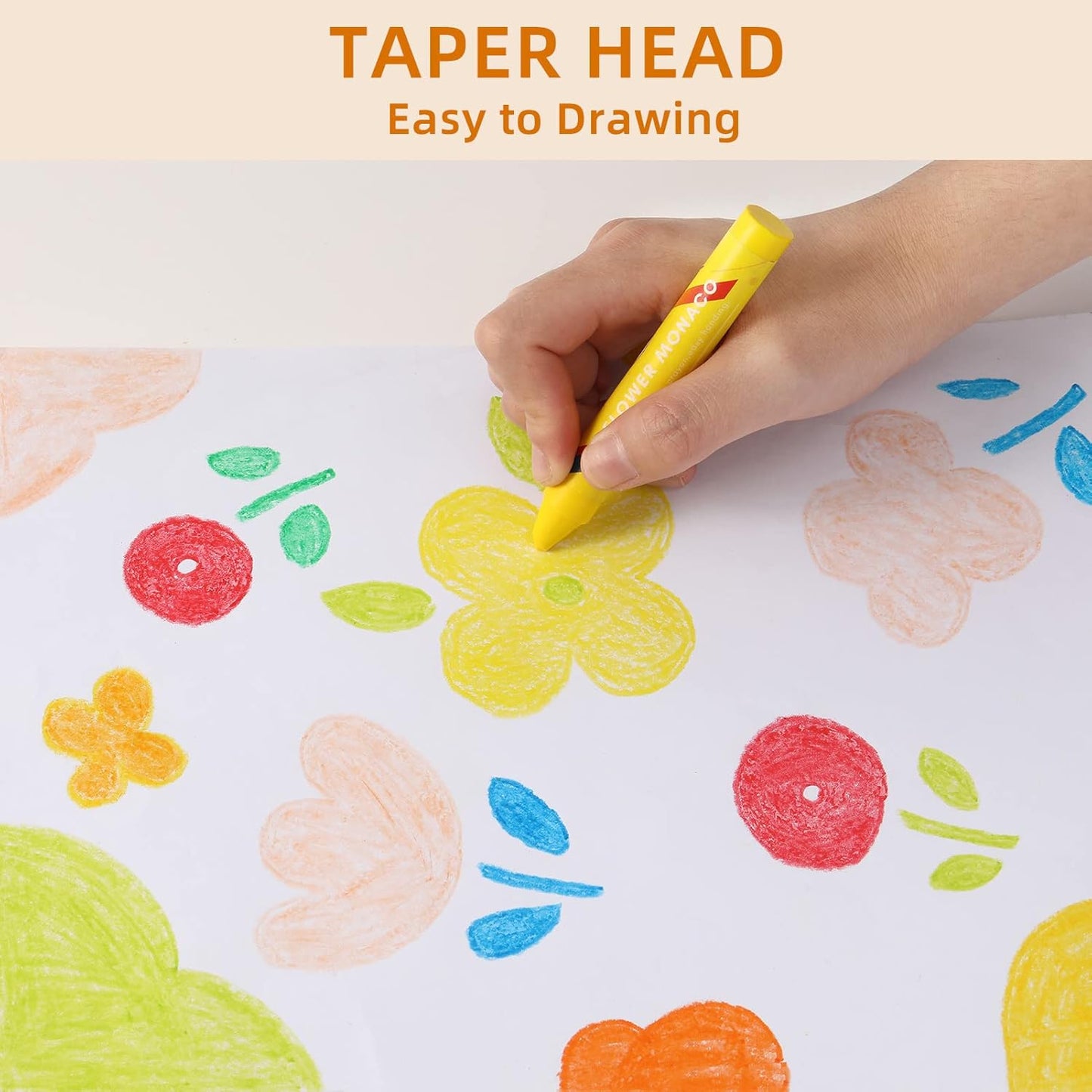 Lebze Jumbo Crayons for Toddlers, 16 Colors Non Toxic Crayons, Easy to Hold Large Crayon for Kids, Safe for Babies and Children Flower Monaco