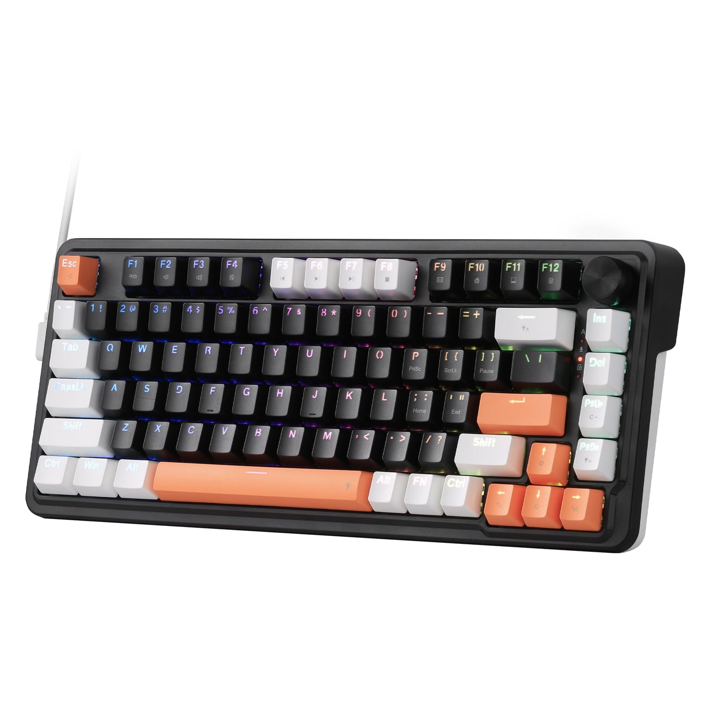 Redragon K673 PRO 75% Wireless Gasket RGB Gaming Keyboard, 3-Modes 81 Keys Compact Mechanical Keyboard Hot-Swap Socket, Dedicated Knob Control and Sound Absorbing Pads, Linear Red Switch