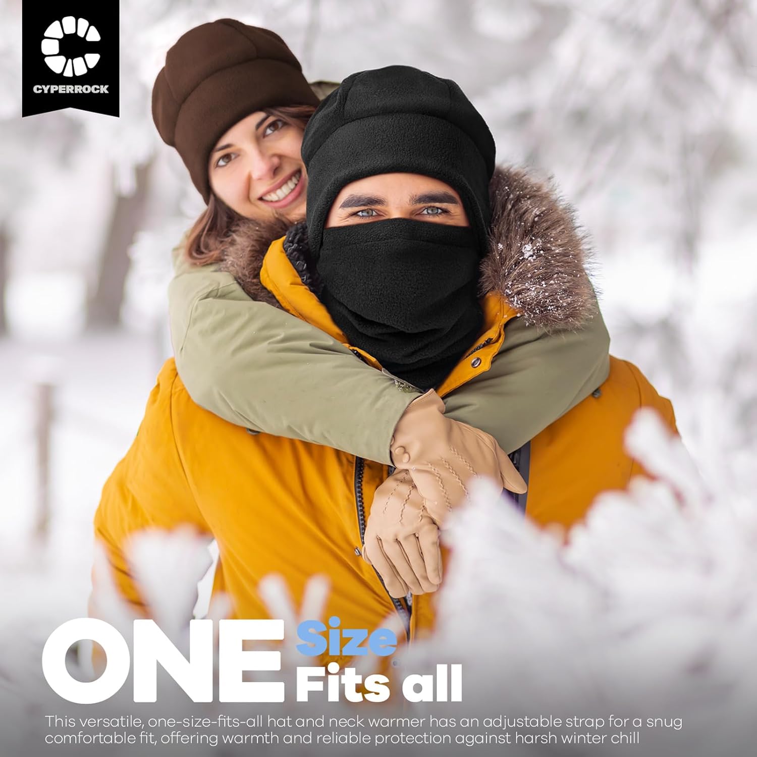 Winter Beanie Hat Scarf Set with Ear Flaps for Men Women Knit Fleece Lined Skull Cap Windproof Neck Warmer Gaiter