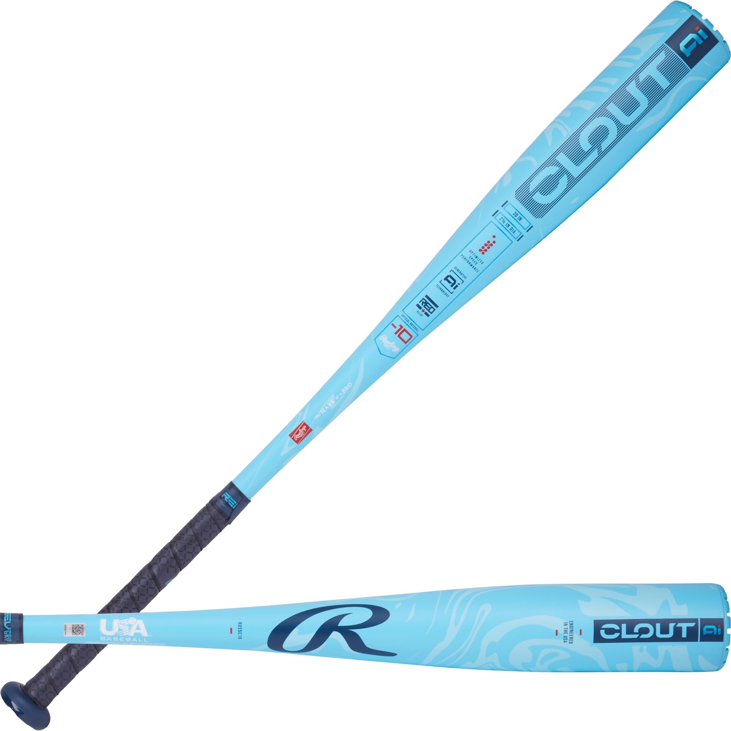 Rawlings | 2025 | Clout AI Baseball Bat | USA | -10 Drop | 2 5/8" Barrel | 1 Pc. Alloy