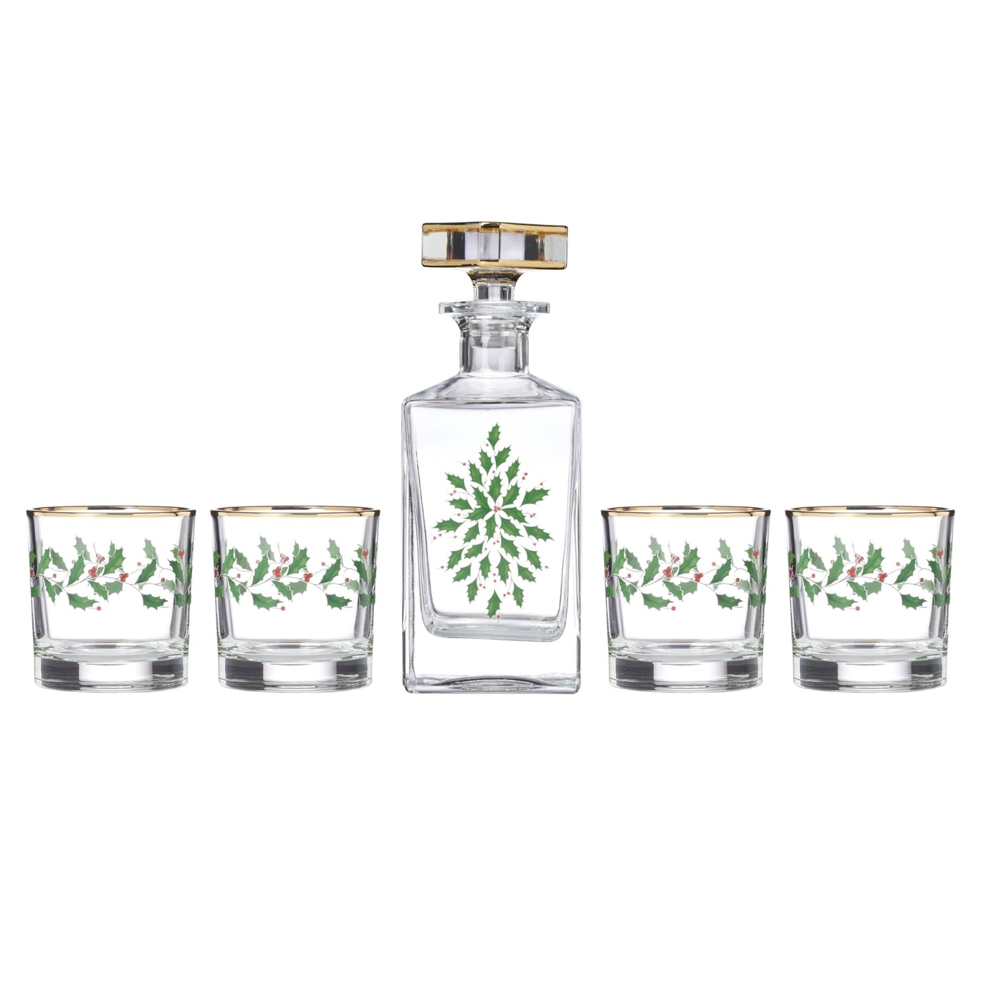 Lenox 893570 Holiday Decal 4-Piece Martini Glass Set, Christmas Dinnerware, Hosting
