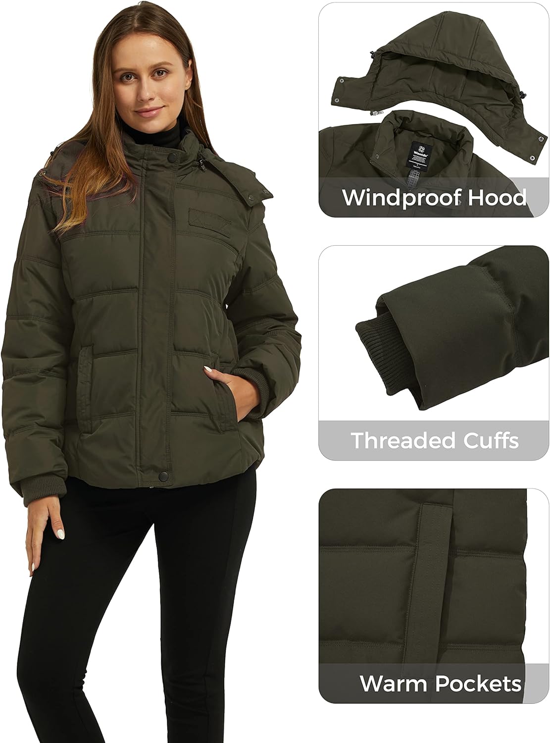Wantdo Women's Hooded Warm Winter Coat Quilted Thicken Puffer Jacket with Removable Hood
