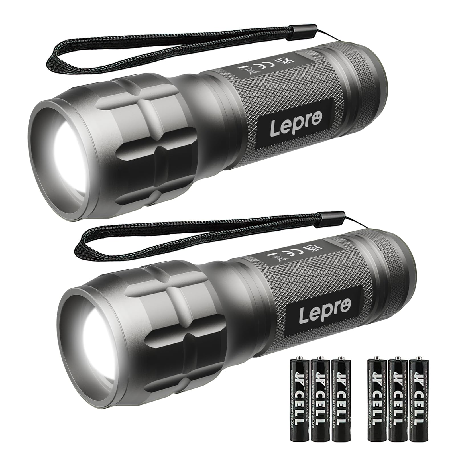 Lighting EVER LED Flashlights High Lumens, Small Flashlight, Waterproof, Adjustable Focus Flash Light for Outdoor, Emergency, AAA Batteries Included, Tactical & Camping Accessories