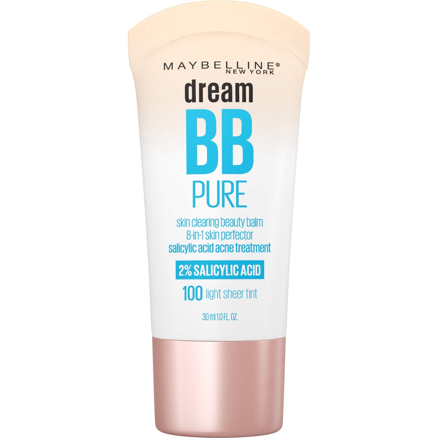 Maybelline Dream Pure Skin Clearing BB Cream, 8-in-1 Skin Perfecting Beauty Balm With 2% Salicylic Acid, Sheer Tint Coverage, Oil-Free, Light/Medium, 1 Count