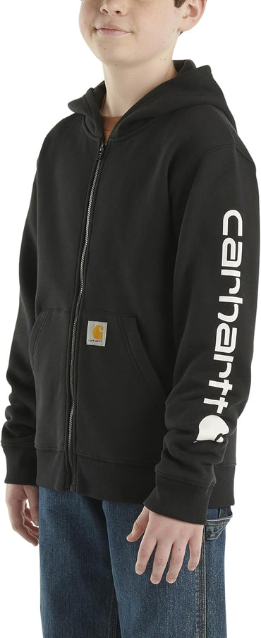 Carhartt Kid's CP8675 Long-Sleeve Full-Zip Logo Sweatshirt - Boys