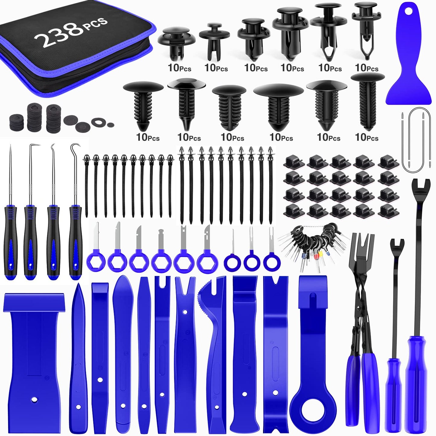 GOOACC - GRC-33 240PCS Bumper Retainer Clips Car Plastic Rivets Fasteners Push Retainer Kit Most Popular Sizes Auto Push Pin Rivets Set -Door Trim Panel Fender Clips for GM Ford Toyota Honda Chrysler