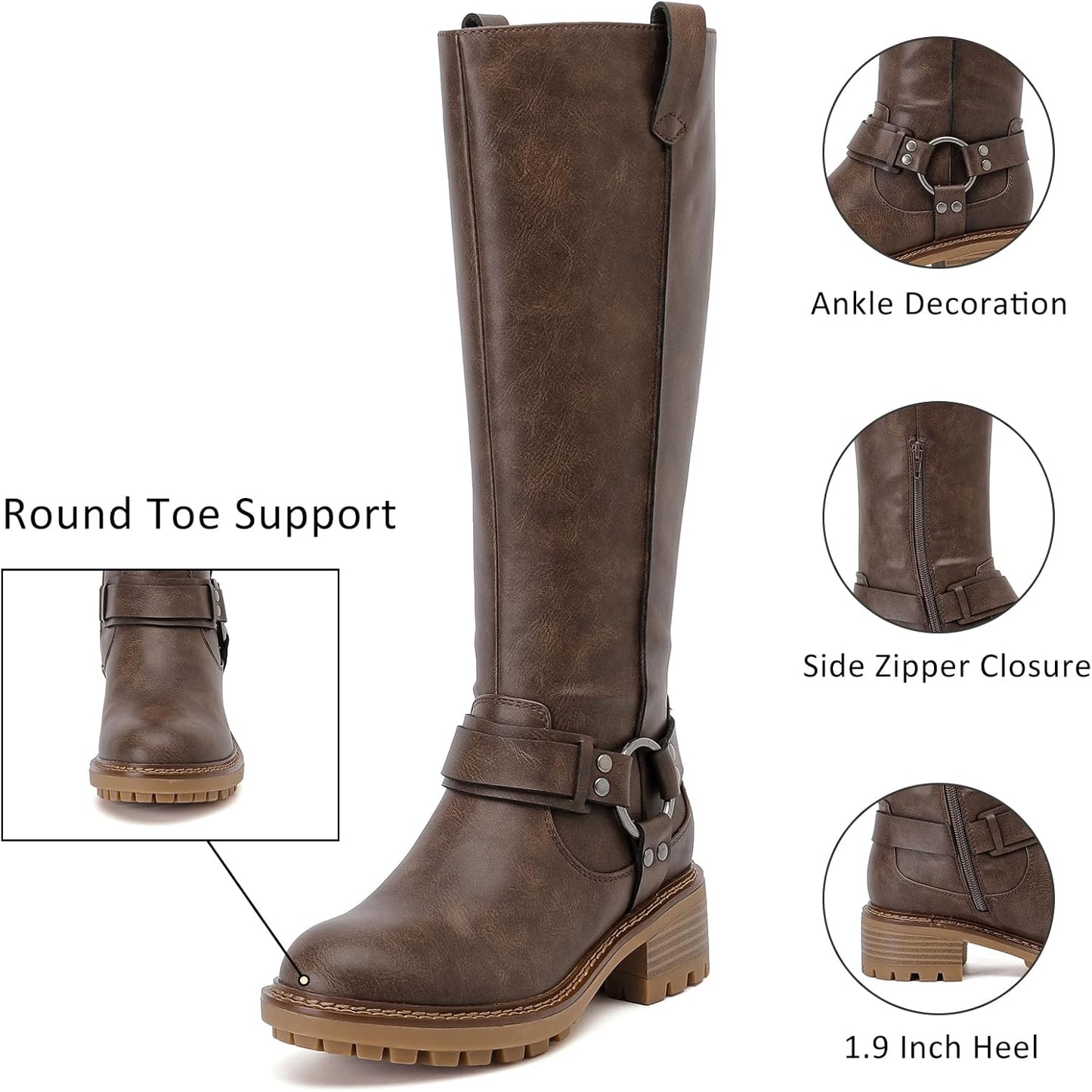 Women's Knee High Boots Stylish Comfort Round Toe Tall Riding Combat Boot Classic Fashion Fall Winter Boots for Women.