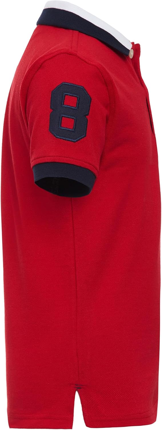 Tommy Hilfiger Boys' Short Sleeve Premium Pique Polo Shirt, Button Closure, Soft & Comfortable