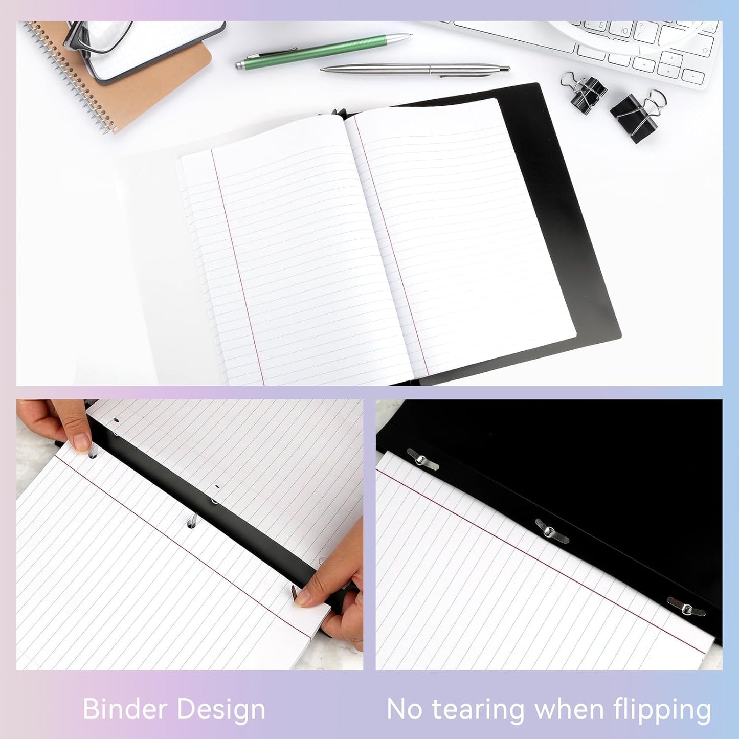 Loose Leaf Paper Wide Ruled Notebook Paper, 8" x 10.5" Lined Filler Paper for 3-Ring Binders, 3-Hole Punched Writing Paper-120 Sheets, White