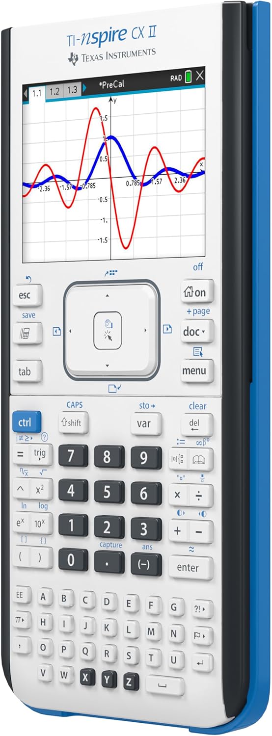 Texas Instruments TI-Nspire CX II Color Graphing Calculator with Student Software (PC/Mac) White 3.54 x 7.48