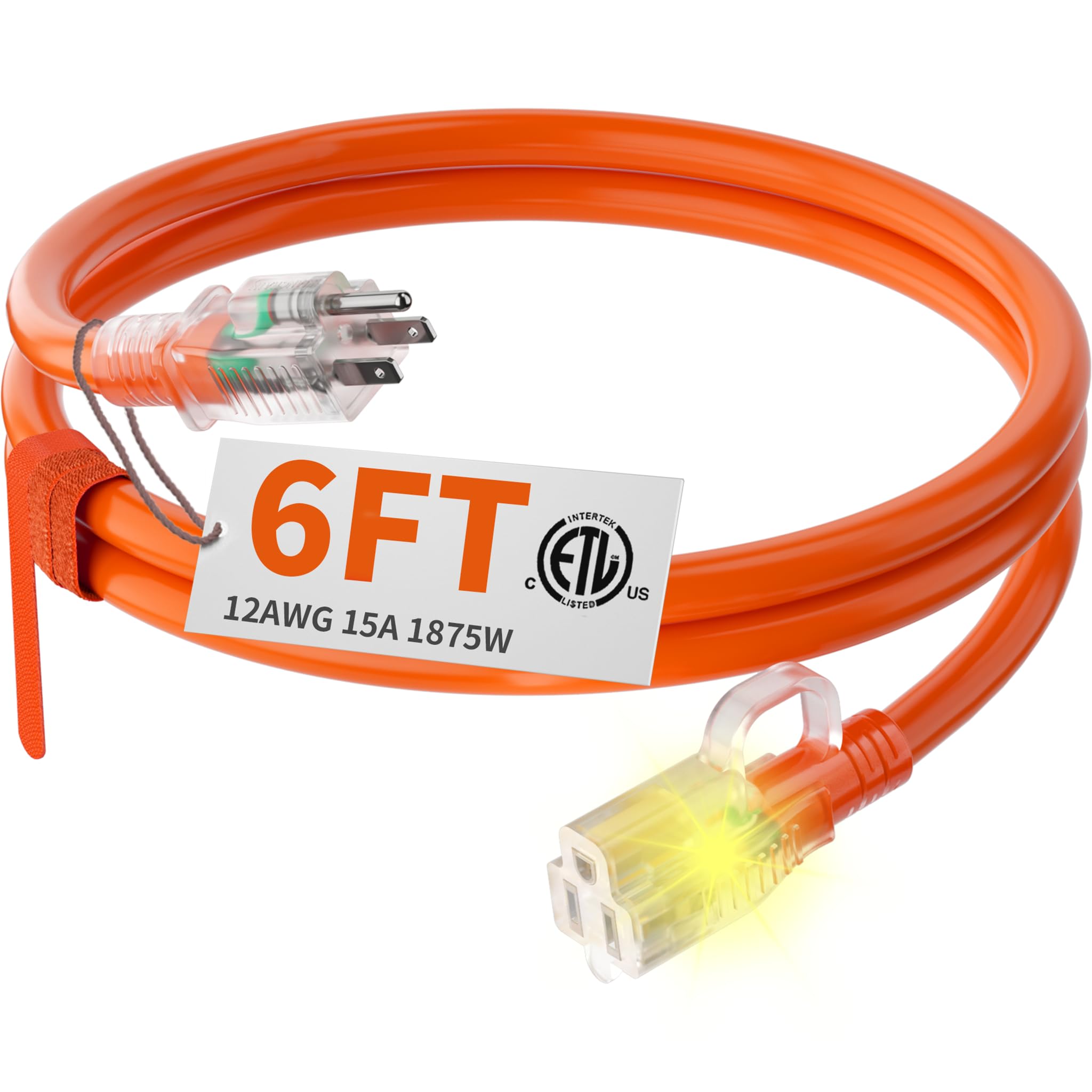 HUANCHAIN Indoor Outdoor Black Extension Cord 50 ft Waterproof, 16/3 Gauge Flexible Resistant Appliance Extension Cord Outside, 13A 1625W 16AWG SJTW, 3 Prong Heavy Duty Electric Cable, ETL Listed