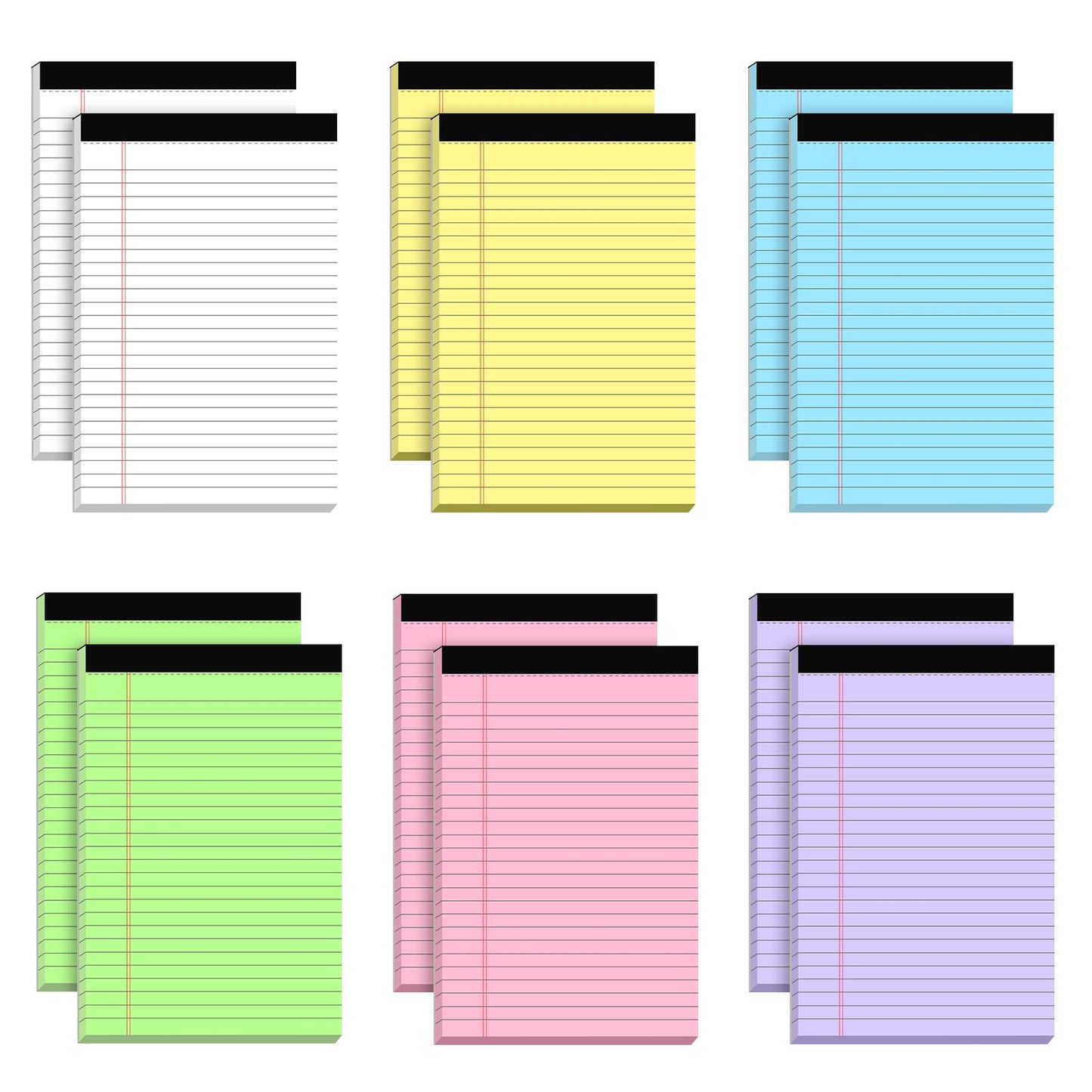 5pcs Colored Note Pads 5x8 College Ruled Small Legal Pads Paper Notepads 5 Pack Study Back Writing Pads 5 x 8 Paper Pads Perforated Narrow Ruled Pads of Paper