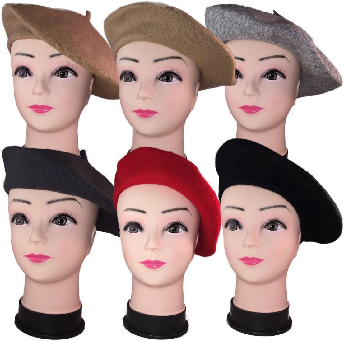 Women French Wool Beret Hats - Solid Color Classic Beanie Winter Cap
